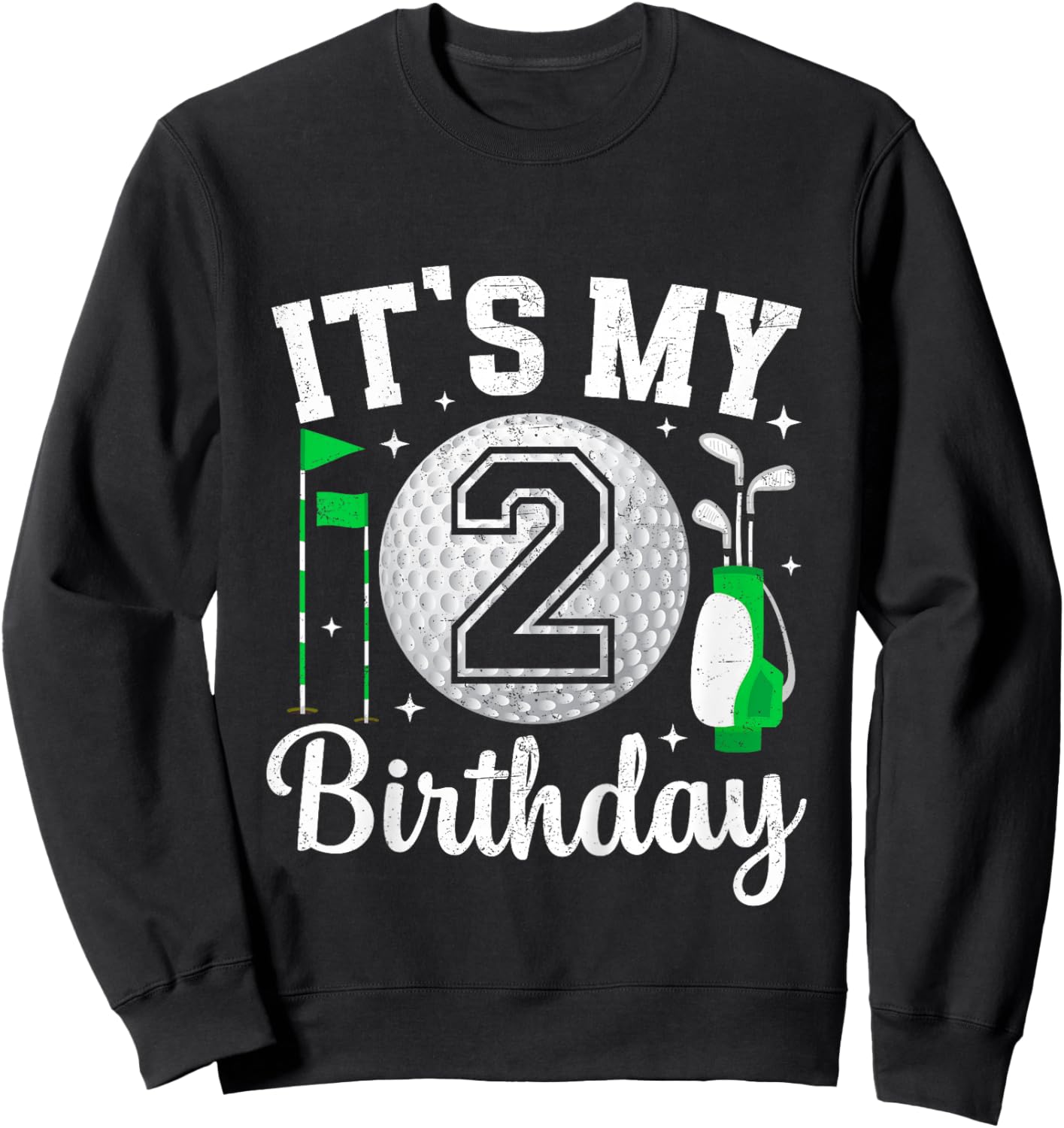 Kids It's My 2nd Birthday Golf 2 Year Old Golf Player Birthday Sweatshirt - Sweatshirt | Black