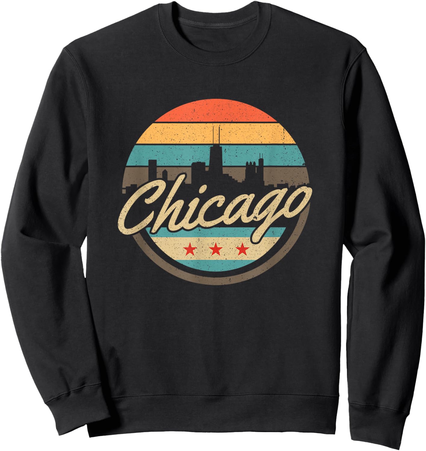 Chicago Flag Skyline Vintage Illinois USA Souvenir Sweatshirt - Sweatshirt | Black