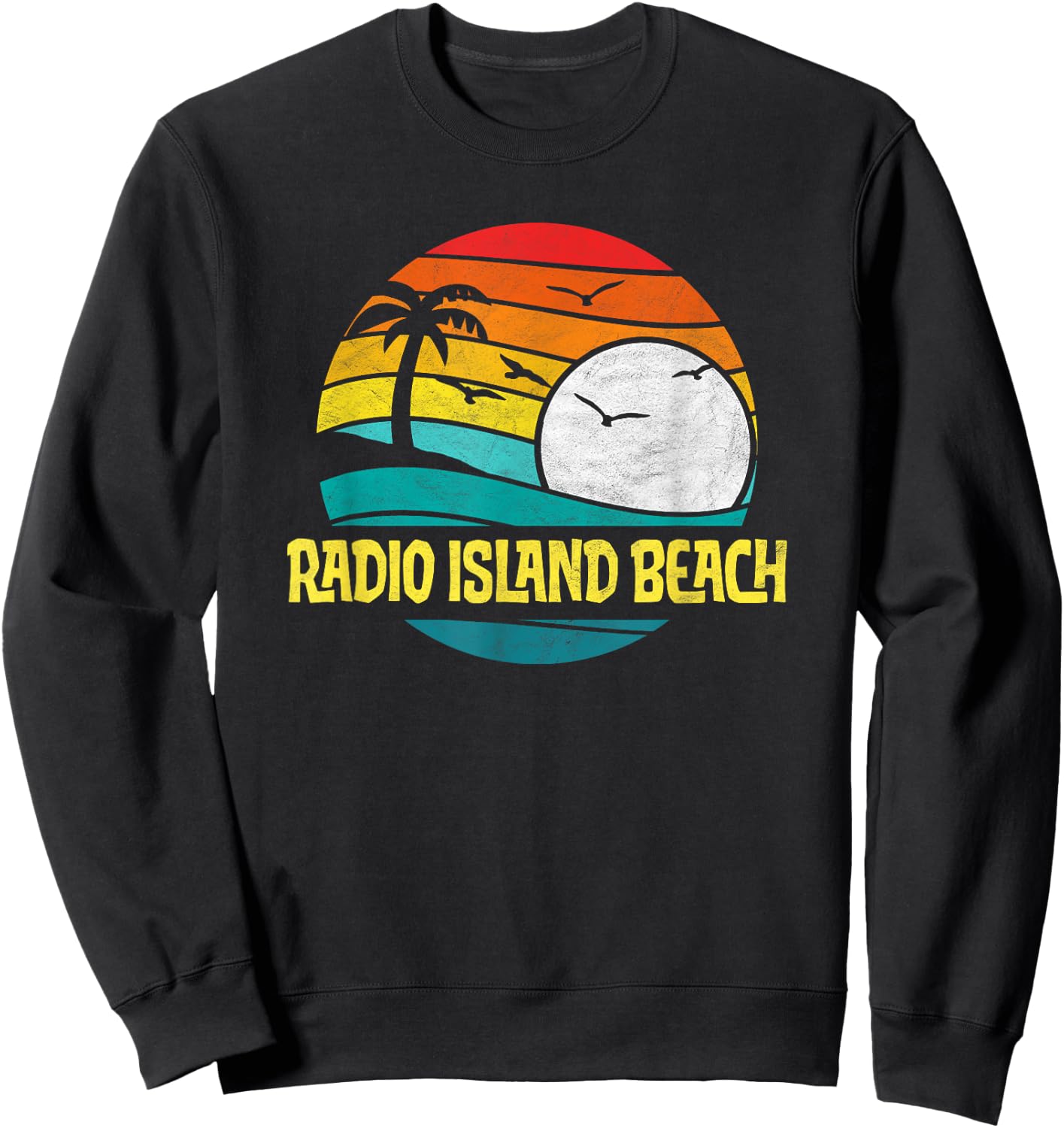 Retro Radio Island Beach Sun & Surf Eighties Graphic Sweatshirt - Sweatshirt | Black