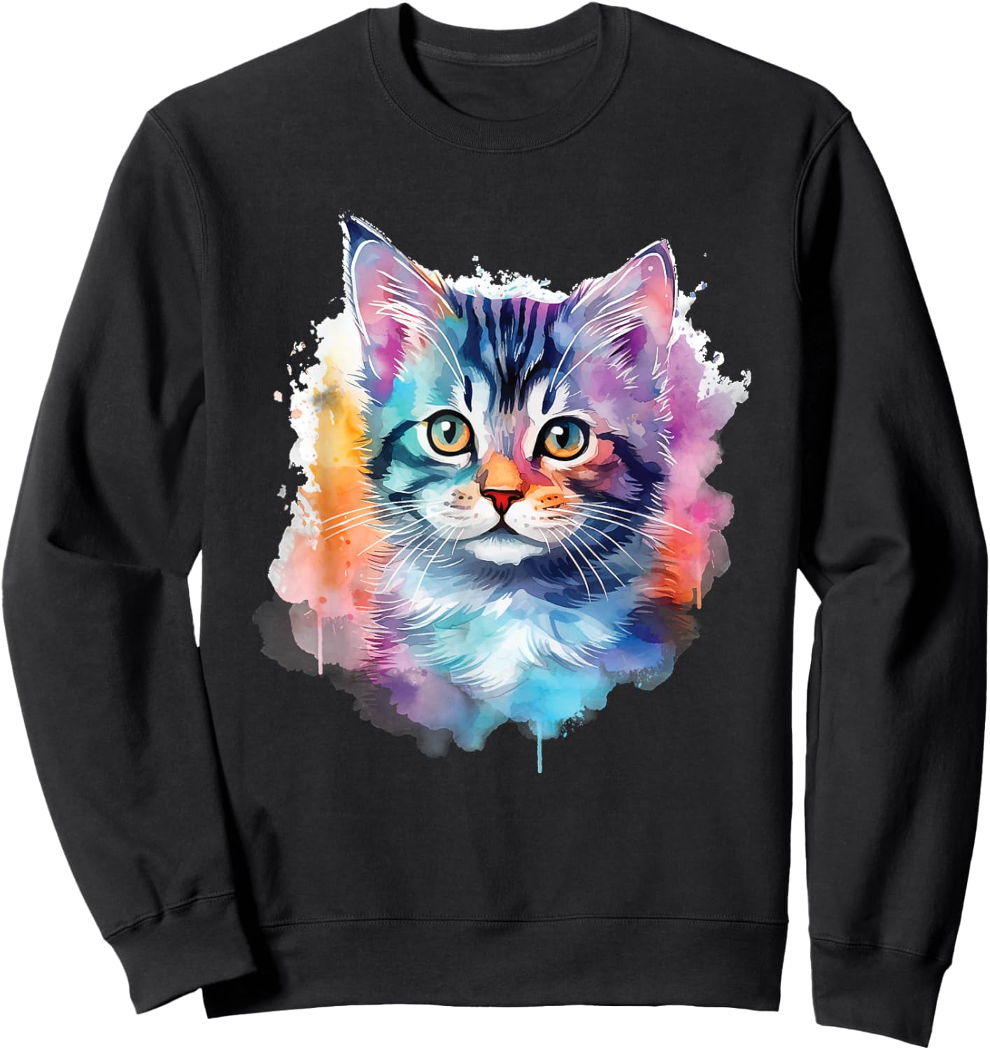 Colorful Cat - Cat Lover Kitten Owner Kitty Women Girls Kids Sweatshirt - Sweatshirt | Black