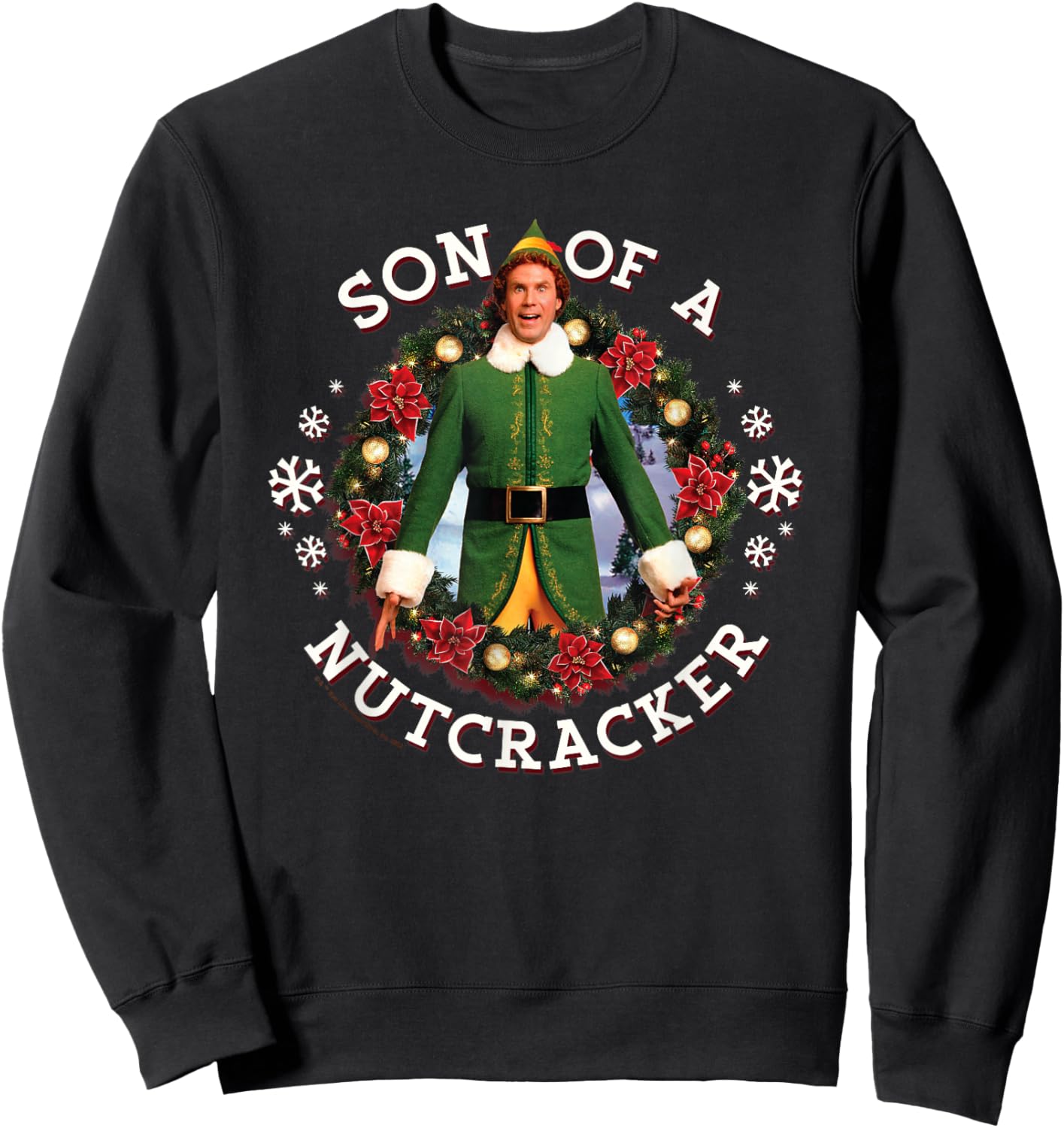 Elf - Son of A Nutcracker Wreath Sweatshirt - Sweatshirt | Black
