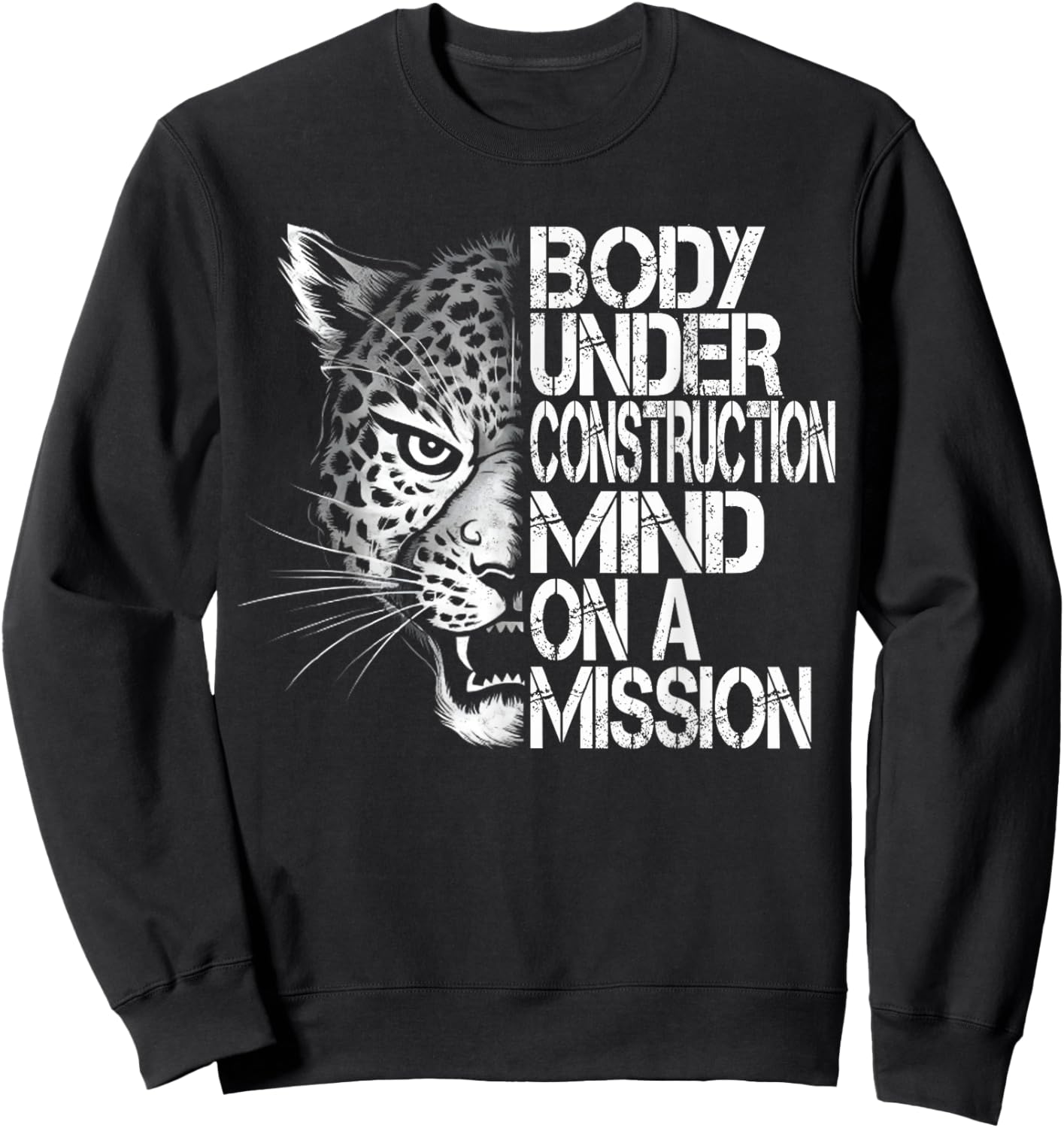 Tiger Gym Lovers Men Women Workout Body under construction Sweatshirt - Sweatshirt | Black