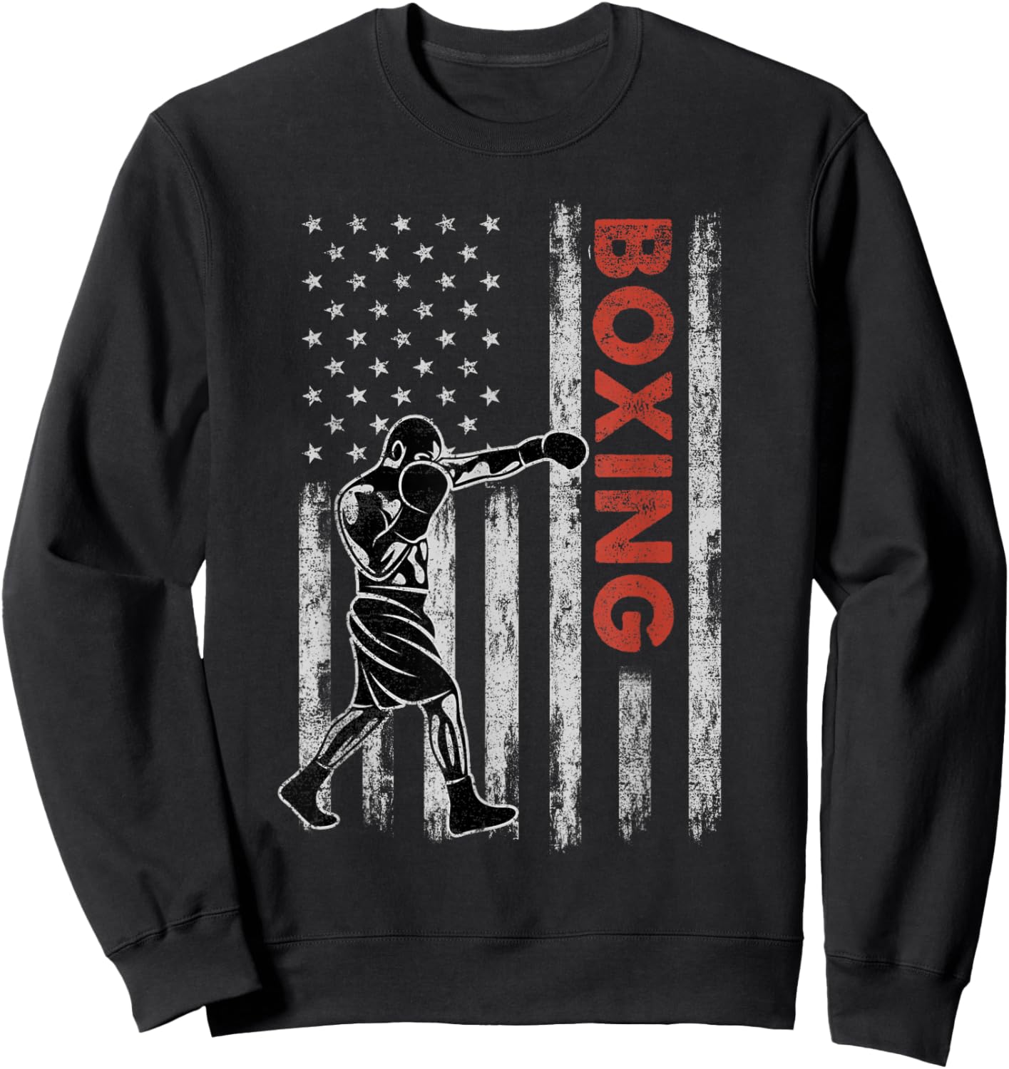 Boxing Lovers Vintage American Flag 4th Of July Gift Kids Men Sweatshirt - Sweatshirt | Black