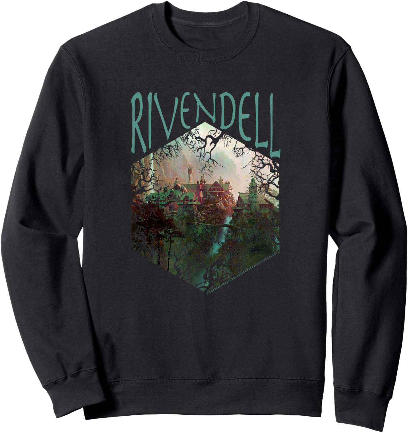 Lord of The Rings Rivendell Picture Hexagon Sweatshirt - Sweatshirt | Black