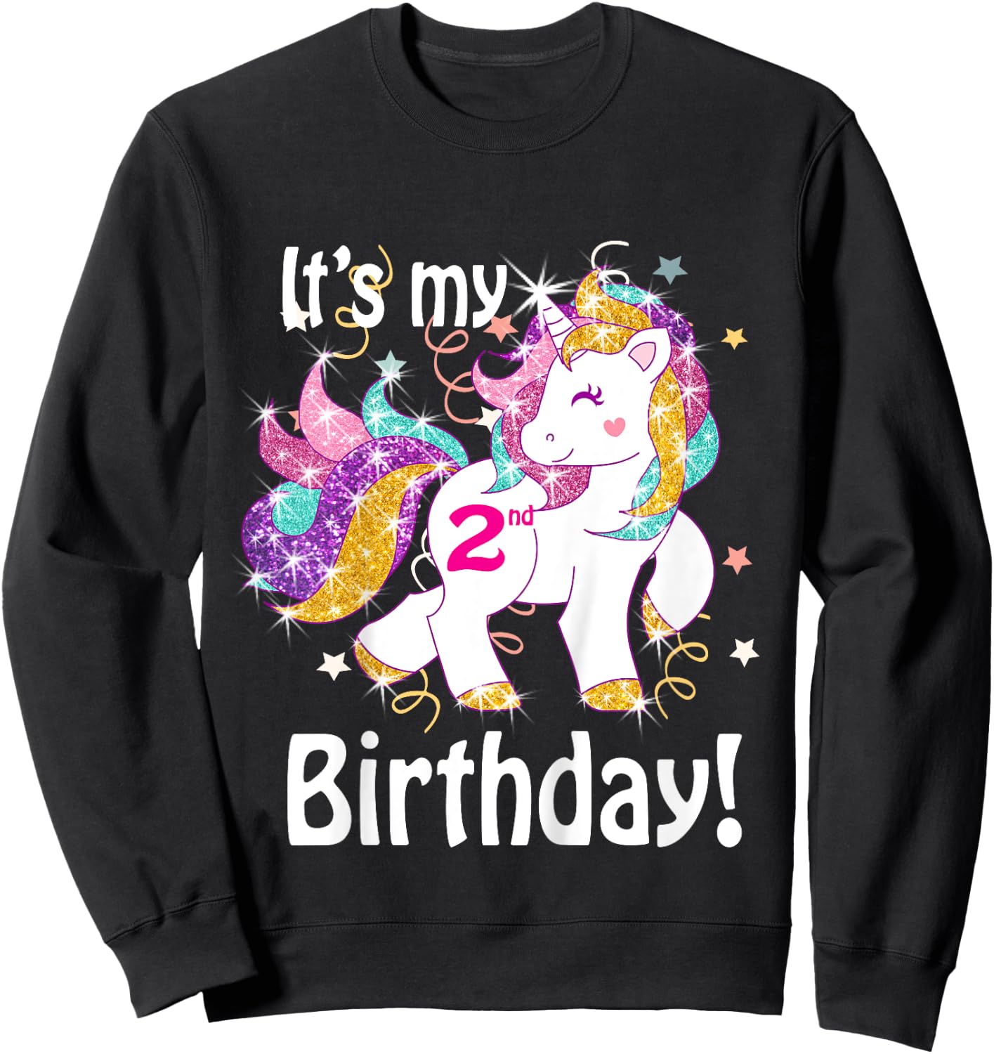 Its My 2nd Birthday Unicorn Outfits for toddler girls gift Sweatshirt - Sweatshirt | Black