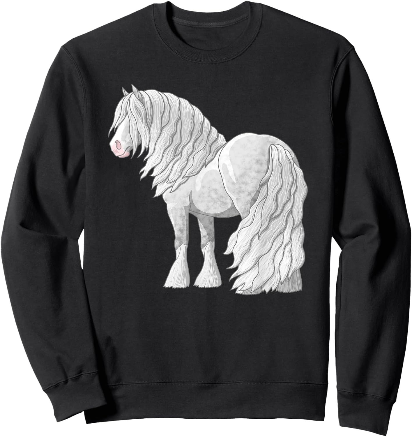 White Dapple Gray Gypsy Vanner Irish Cob Draft Horse Sweatshirt - Sweatshirt | Black