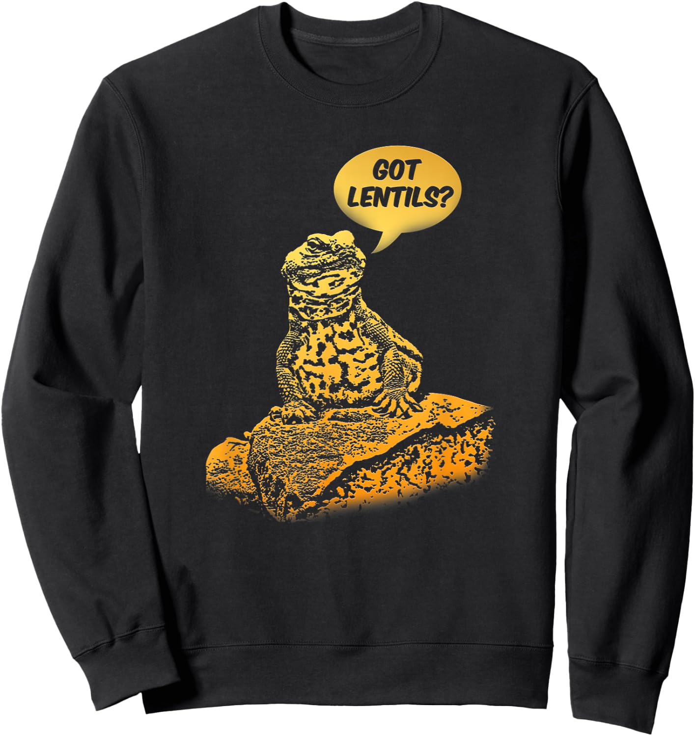 Thorn Tailed Reptile & Uromastyx Lizard Gift Got Lentils Funny Uromastyx Dabb Lizard Cute Agama -Adults Black Small Sweatshirt - Sweatshirt | Black