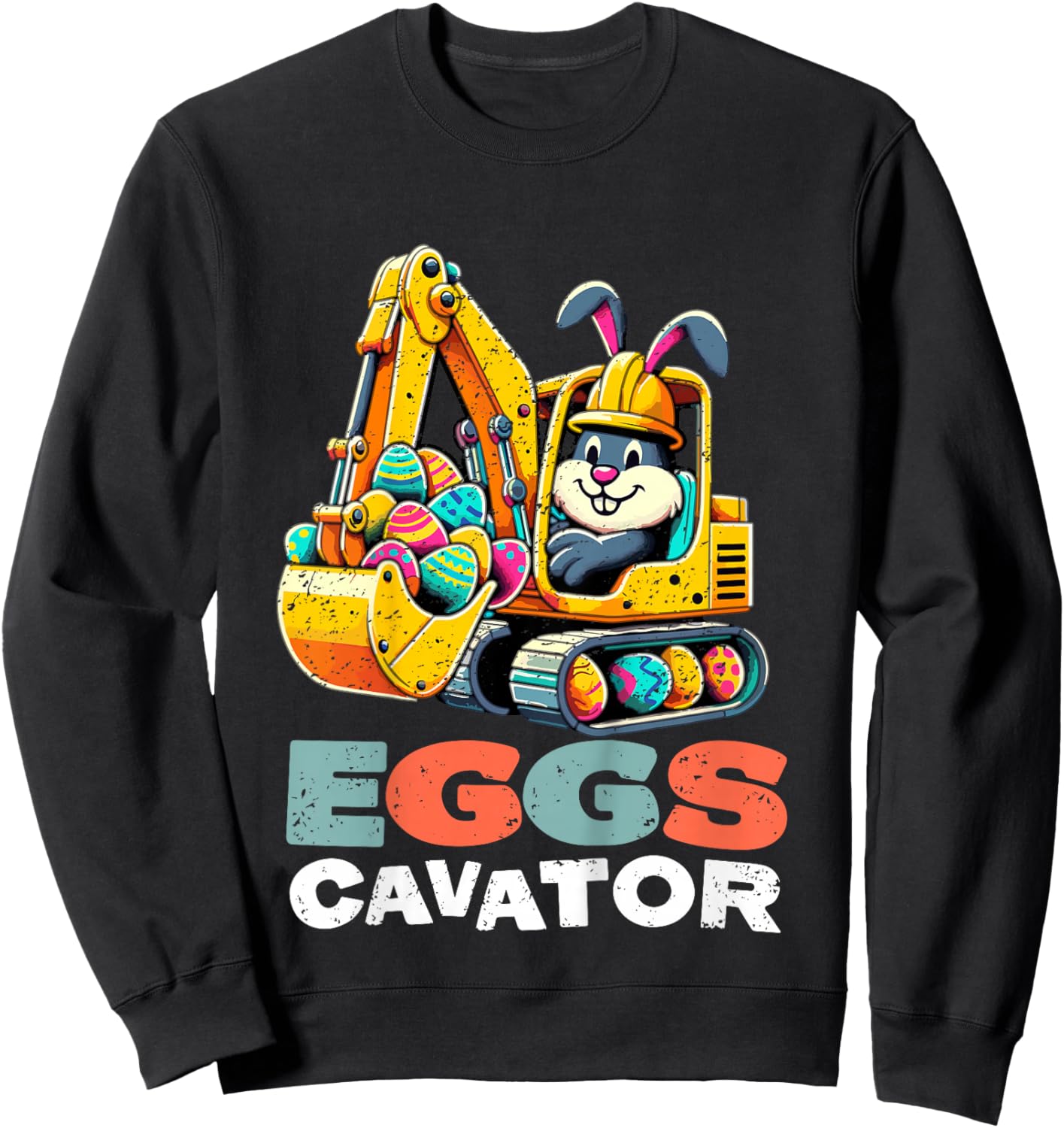Kids Eggs Cavator Easter Bunny Excavator Boys Sweatshirt - Sweatshirt | Black