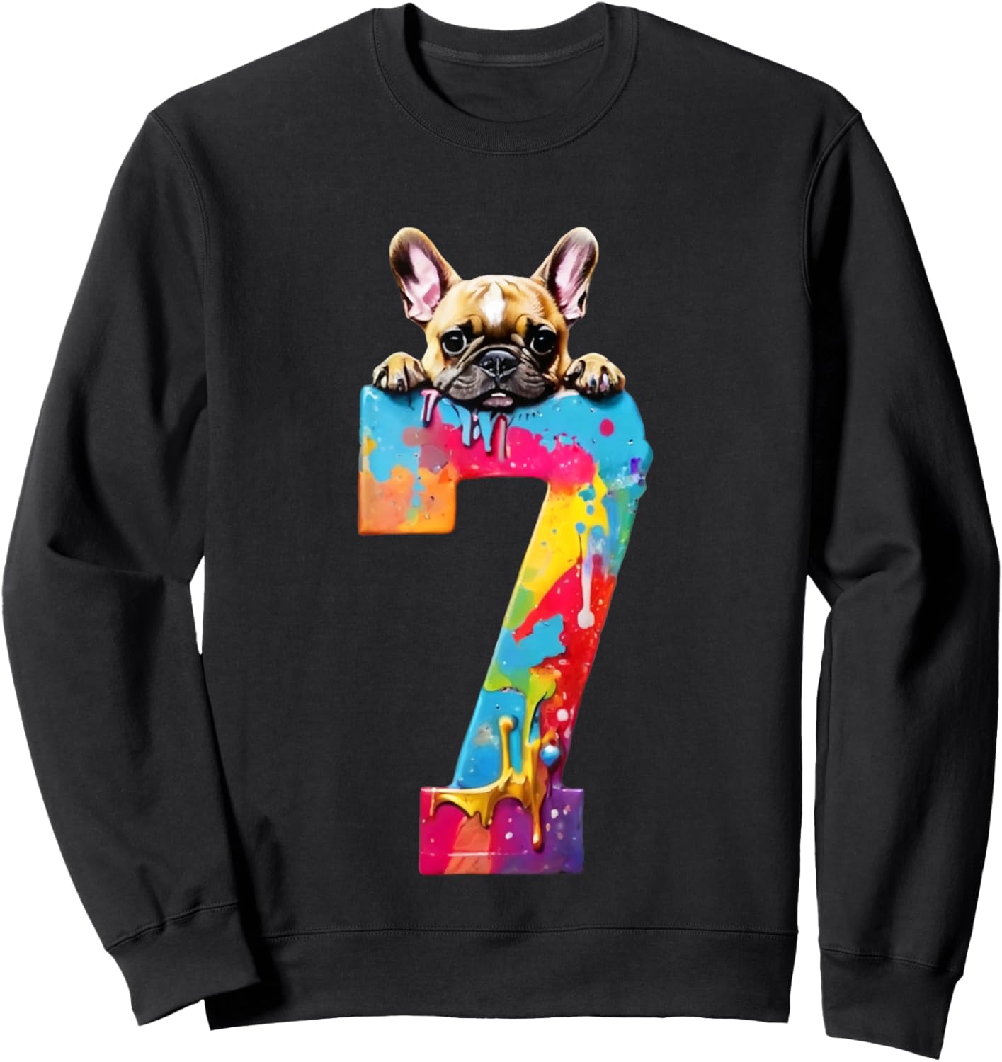 Dog 7 Years French Bulldog 7th Birthday Sweatshirt - Sweatshirt | Black