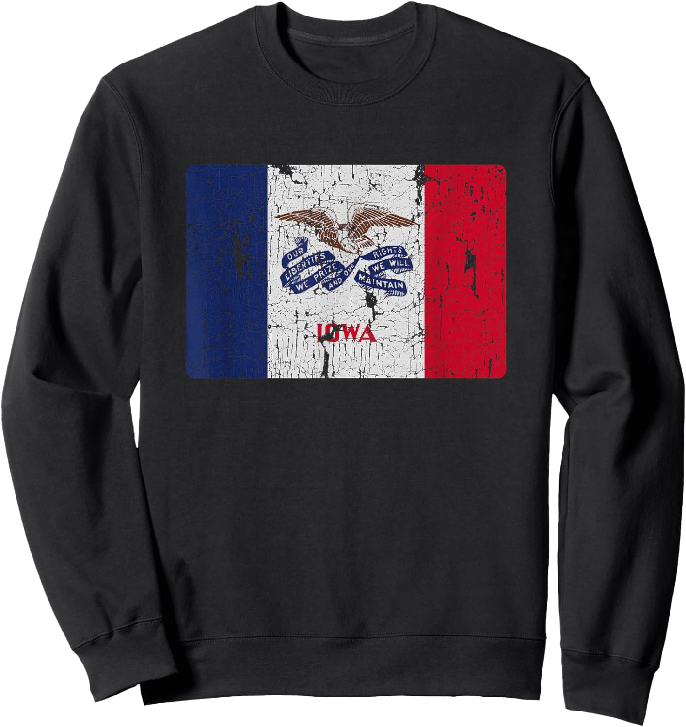 Vintage Iowa Flag IA Souvenir Sweatshirt - Sweatshirt | Black