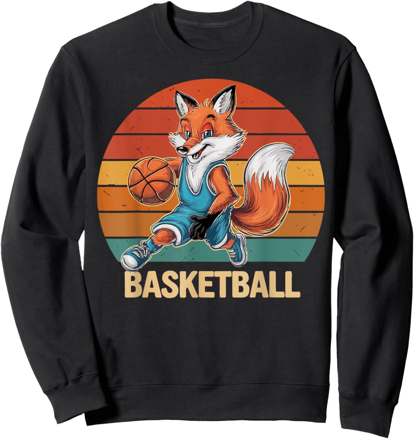 Vintage The fox Playing Basketball The fox lovers basketball Sweatshirt - Sweatshirt | Black