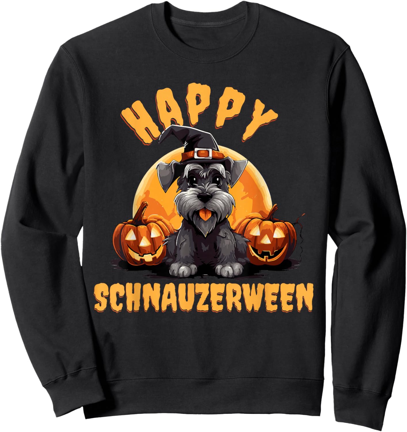 Happy Schnauzerween Schnauzer Halloween Sweatshirt - Sweatshirt | Black