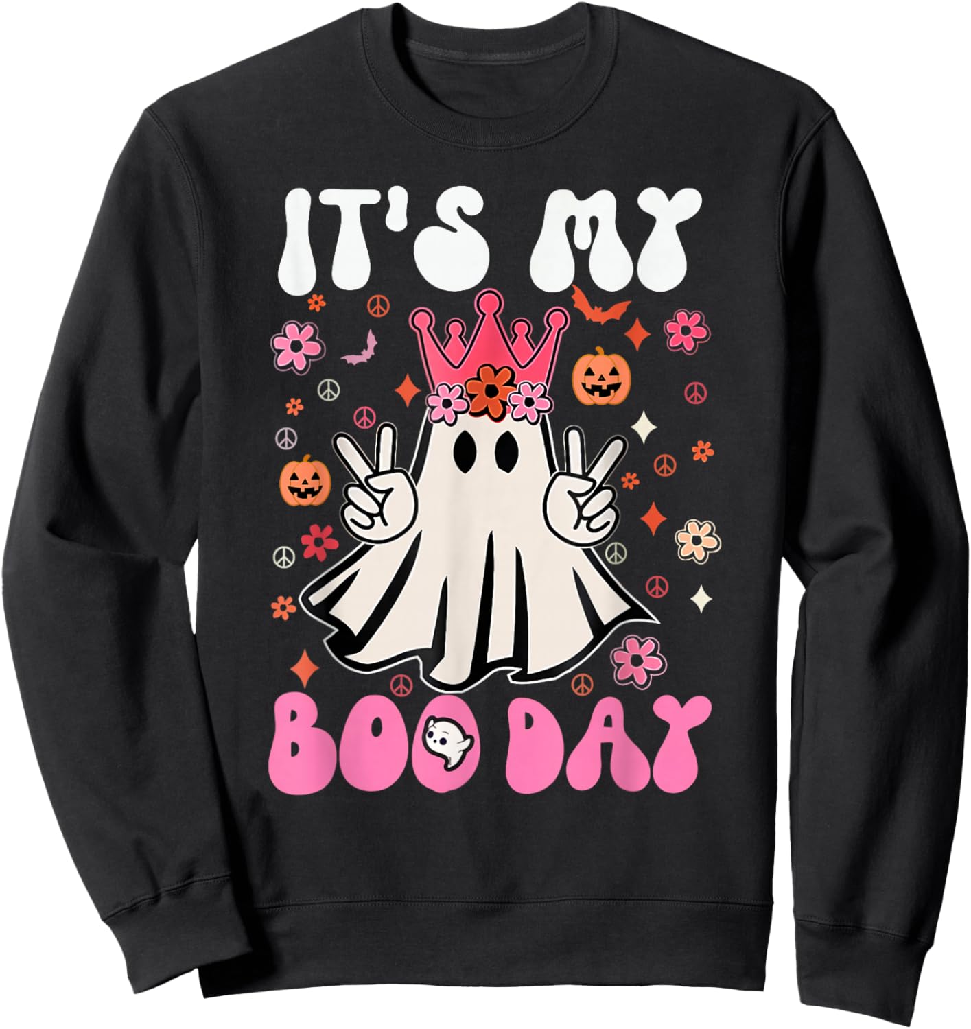 Its My Boo Day Cute Ghost Halloween Birthday Boys Girls Kids Sweatshirt - Sweatshirt | Black