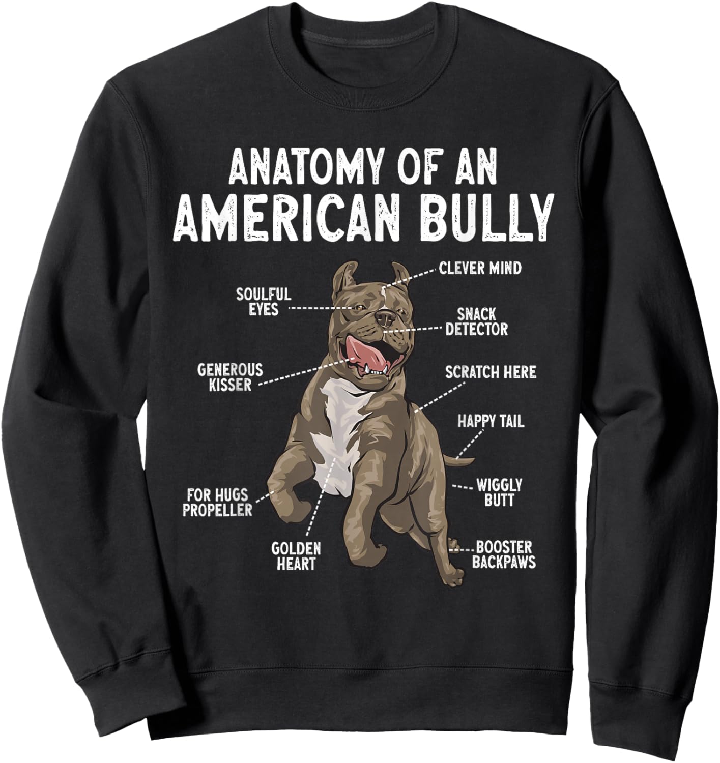 American Bully Dog Anatomy Of An American Bully Men Women Sweatshirt - Sweatshirt | Black