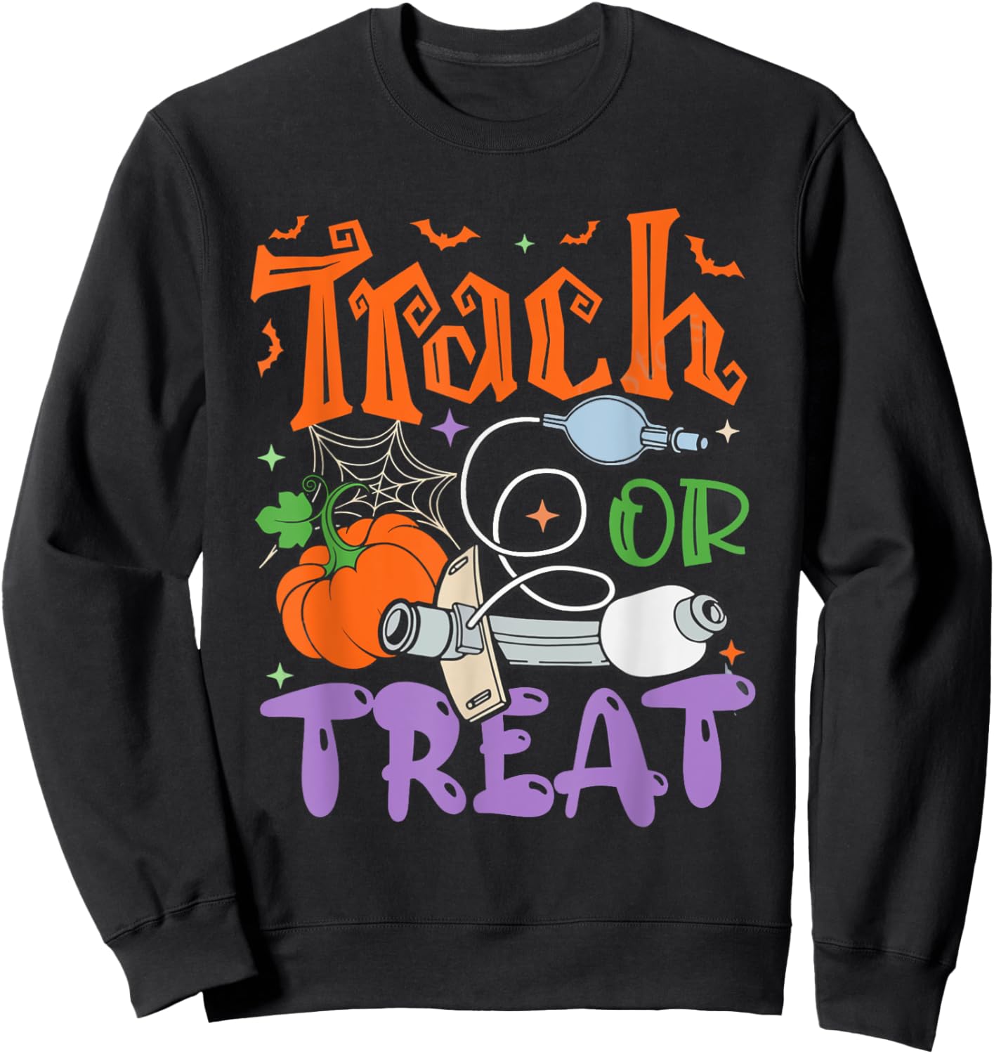Respiratory Therapist Halloween Pumpkins ICU Rn Pulmonary Sweatshirt - Sweatshirt | Black