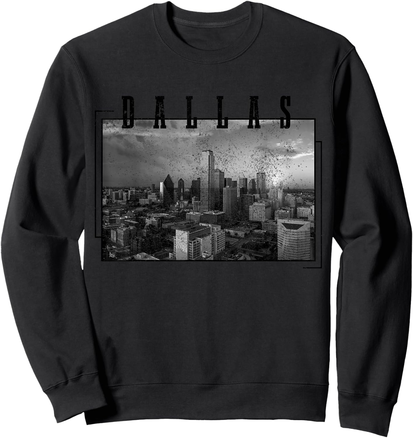 Dallas Skyline Texas Pride Vintage Black & White Photo Sweatshirt - Sweatshirt | Black