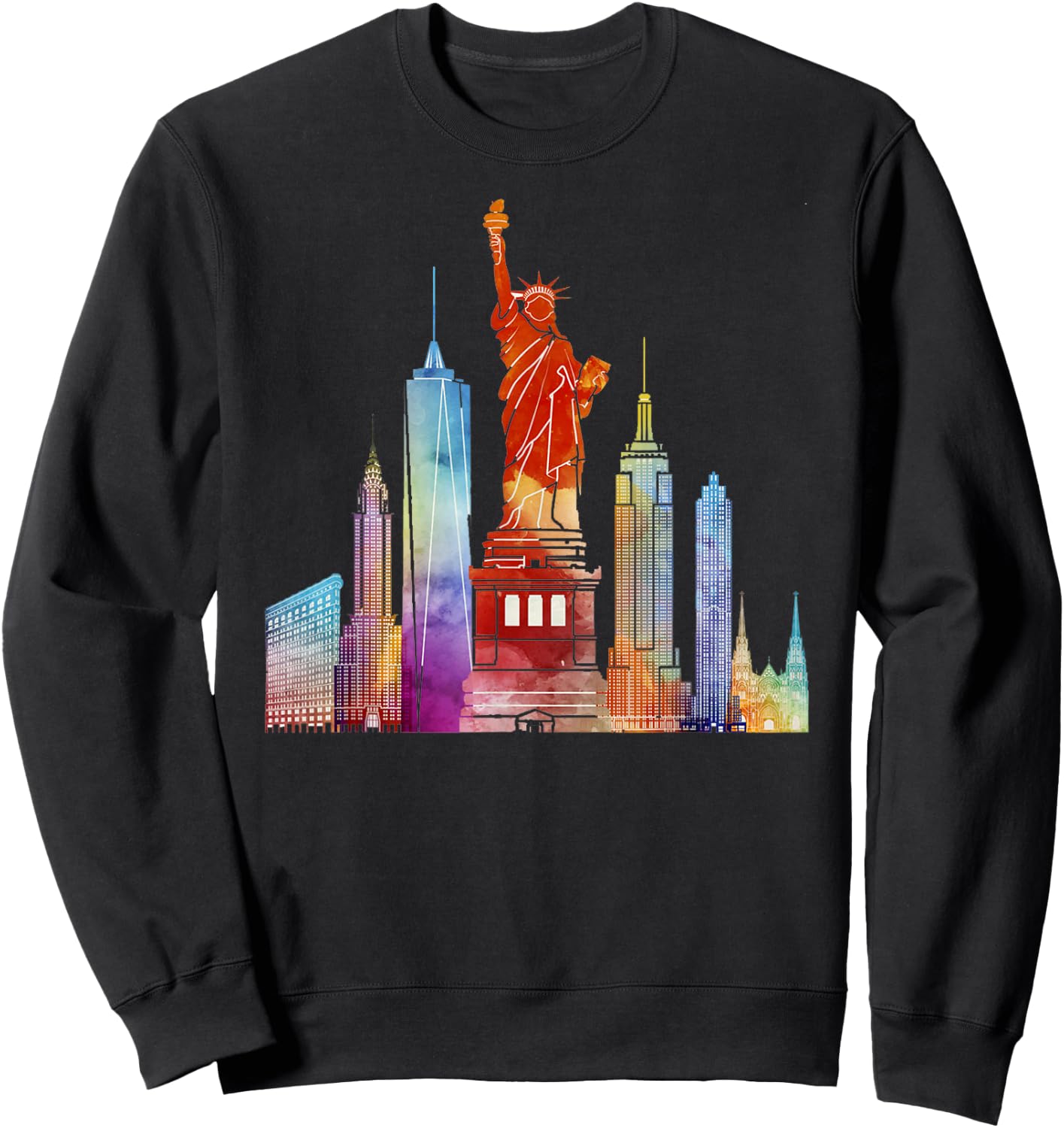 New York City Watercolour Statue of Liberty NYC Sweatshirt - Sweatshirt | Black