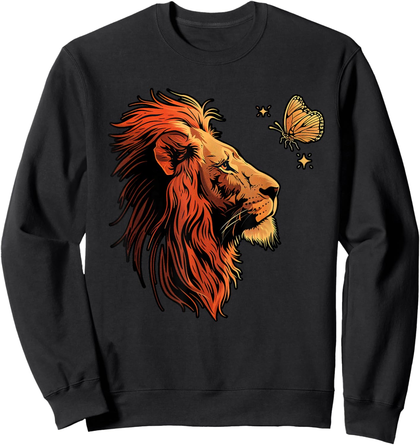 Lion Head Lion Butterfly Sweatshirt - Sweatshirt | Black