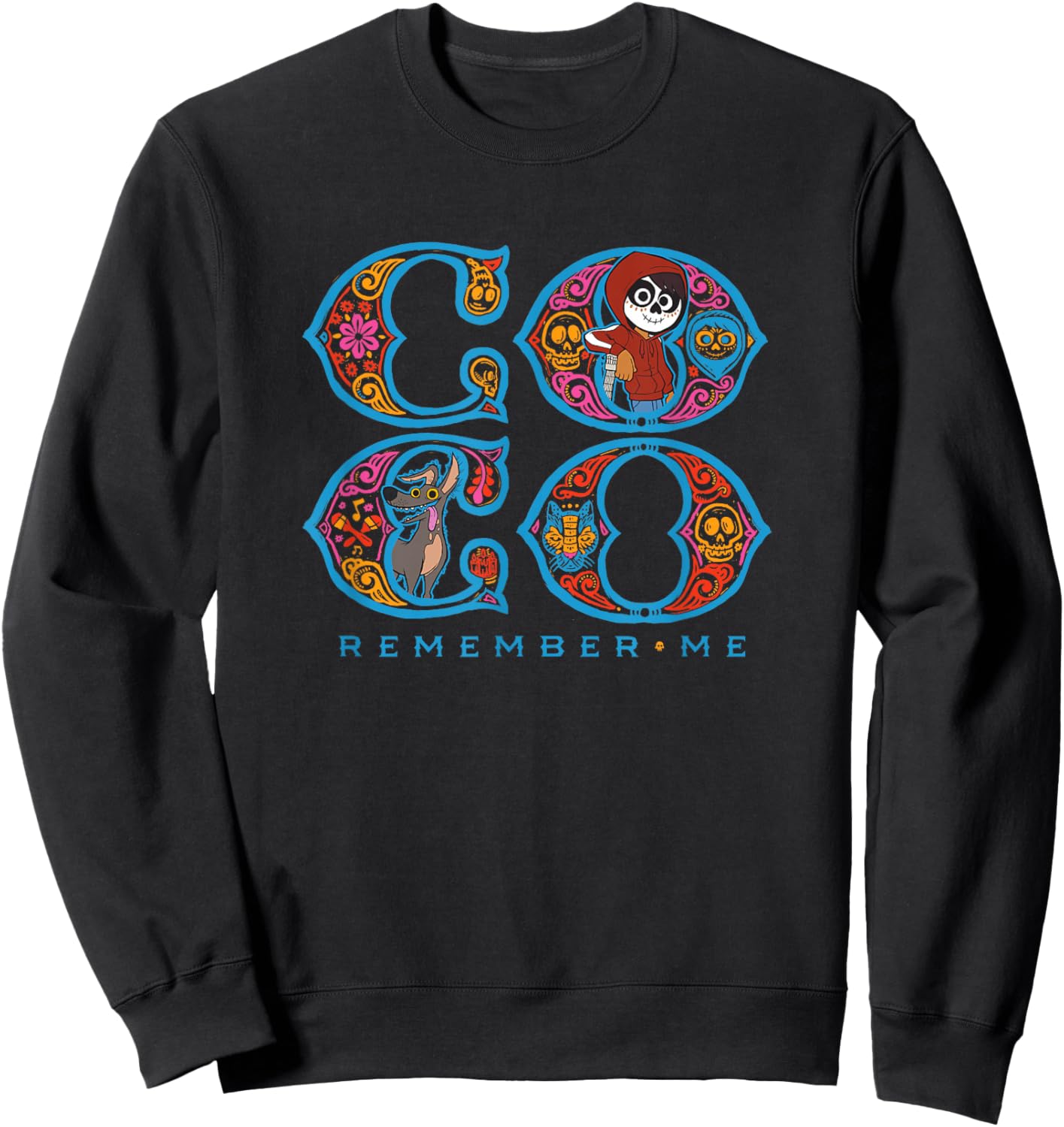 Disney Pixar Coco Miguel Dante Remember Me Chest Text Logo Sweatshirt - Sweatshirt | Black