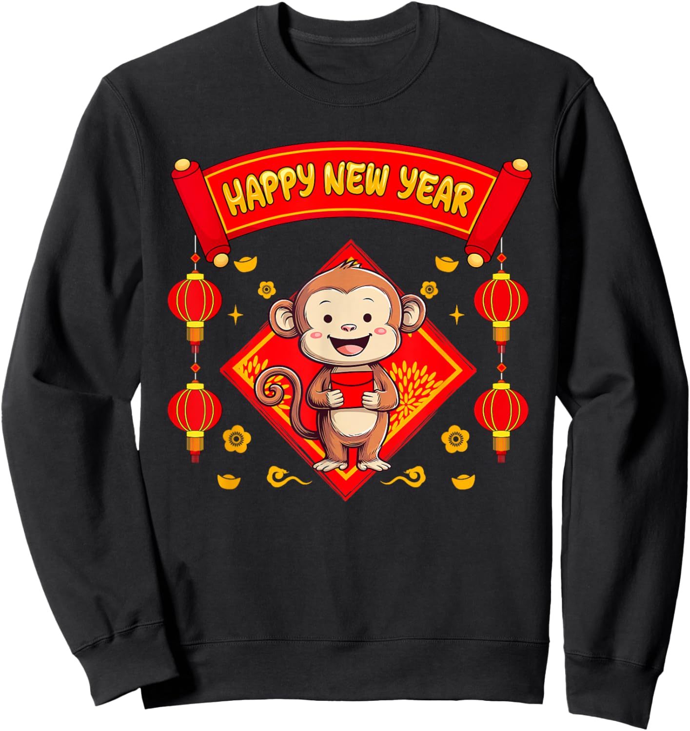Monkey Zodiac Vietnamese New Year Matching Family Zodiac Sweatshirt - Sweatshirt | Black