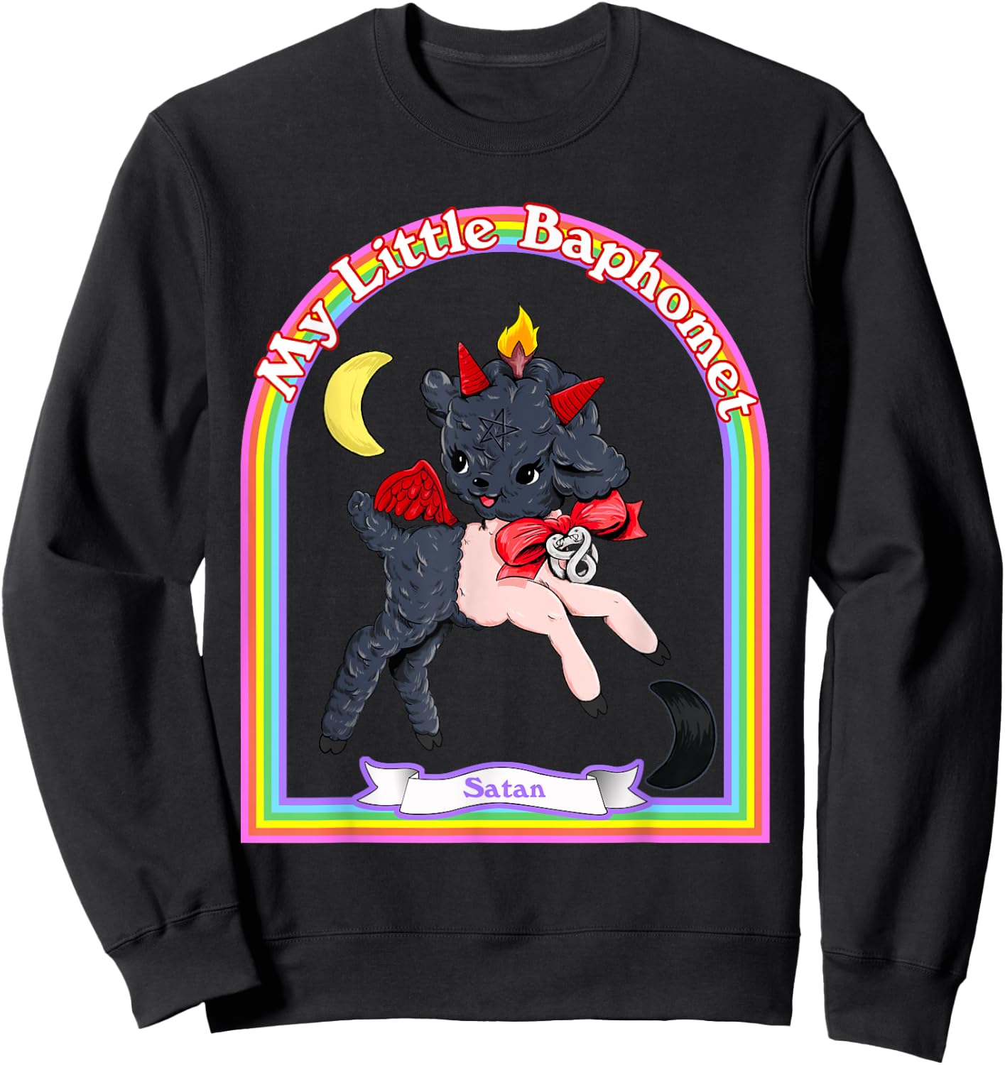 Baphomet Cute Satan Kawaii Retro Vintage Satanic Atheist Sweatshirt - Sweatshirt | Black