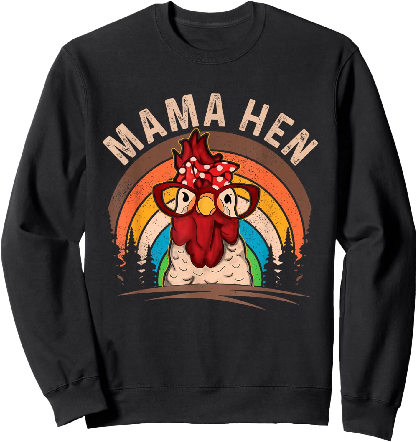 Mama Hen Vintage Retro Chicken Mom Chicken Lady Mother's Day Sweatshirt - Sweatshirt | Black