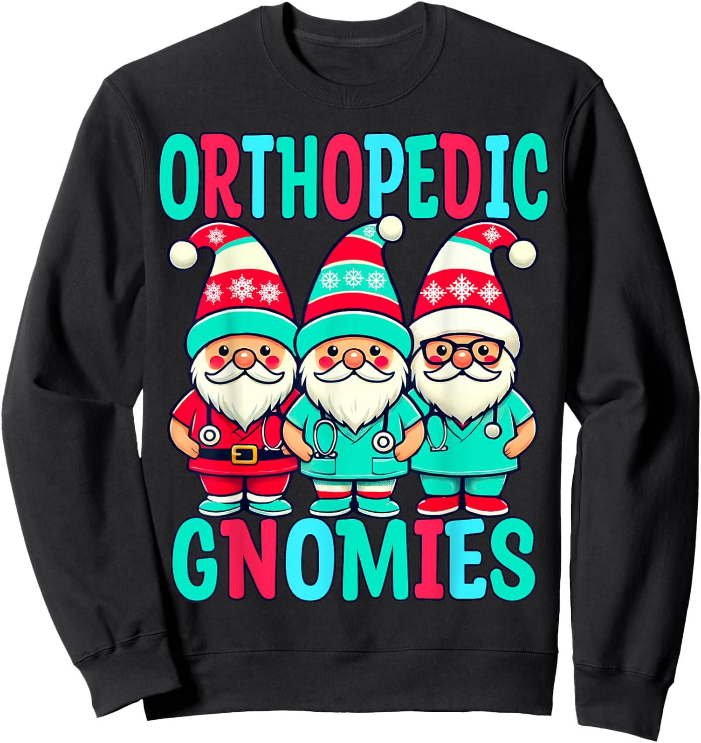 Orthopedic Christmas Gnomes Nurse Doctor Practitioner Sweatshirt - Sweatshirt | Black