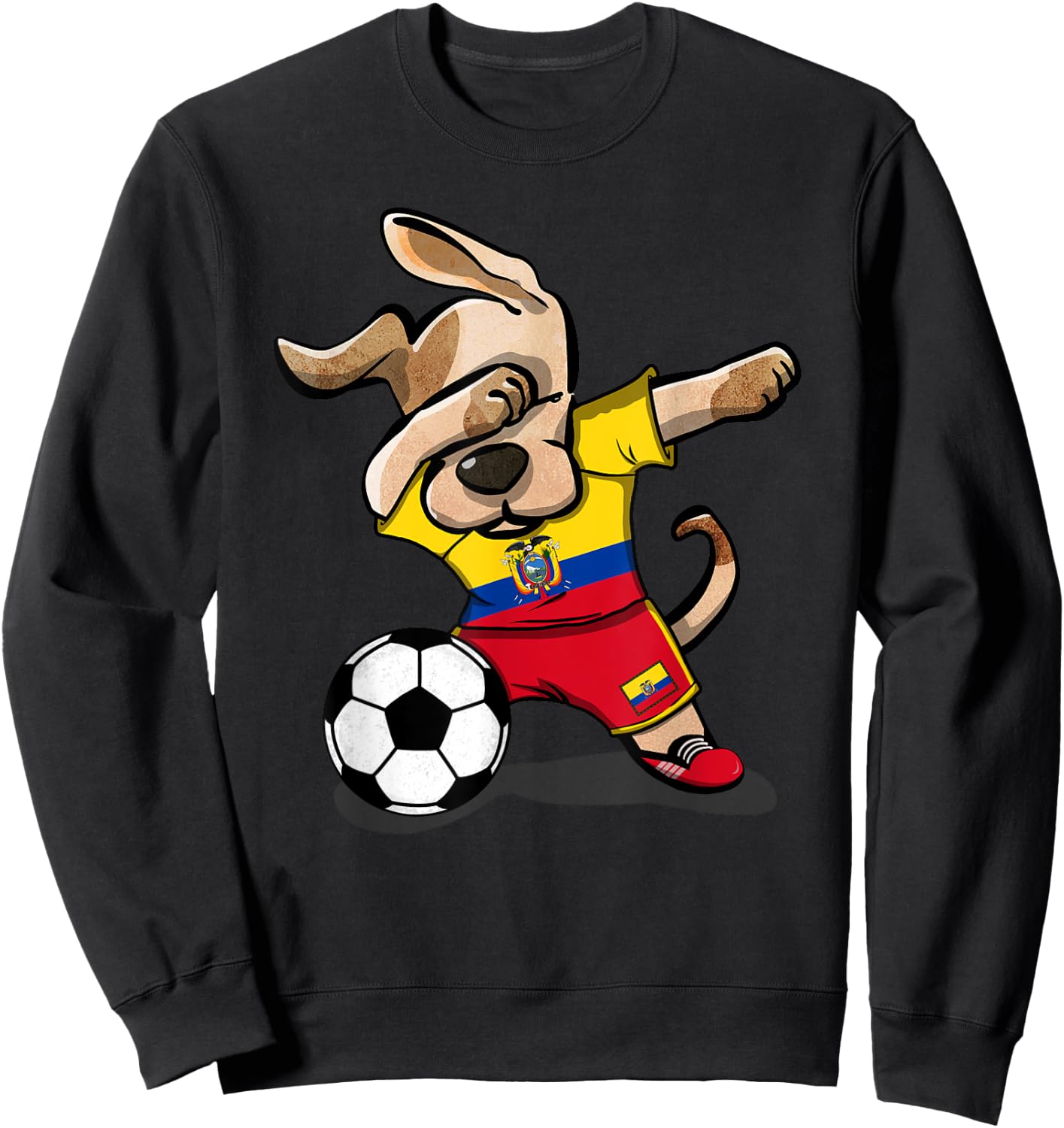 Dabbing Dog Ecuador Soccer Ecuadorean Flag Football Lovers Women Girls Kids Sweatshirt - Sweatshirt | Black