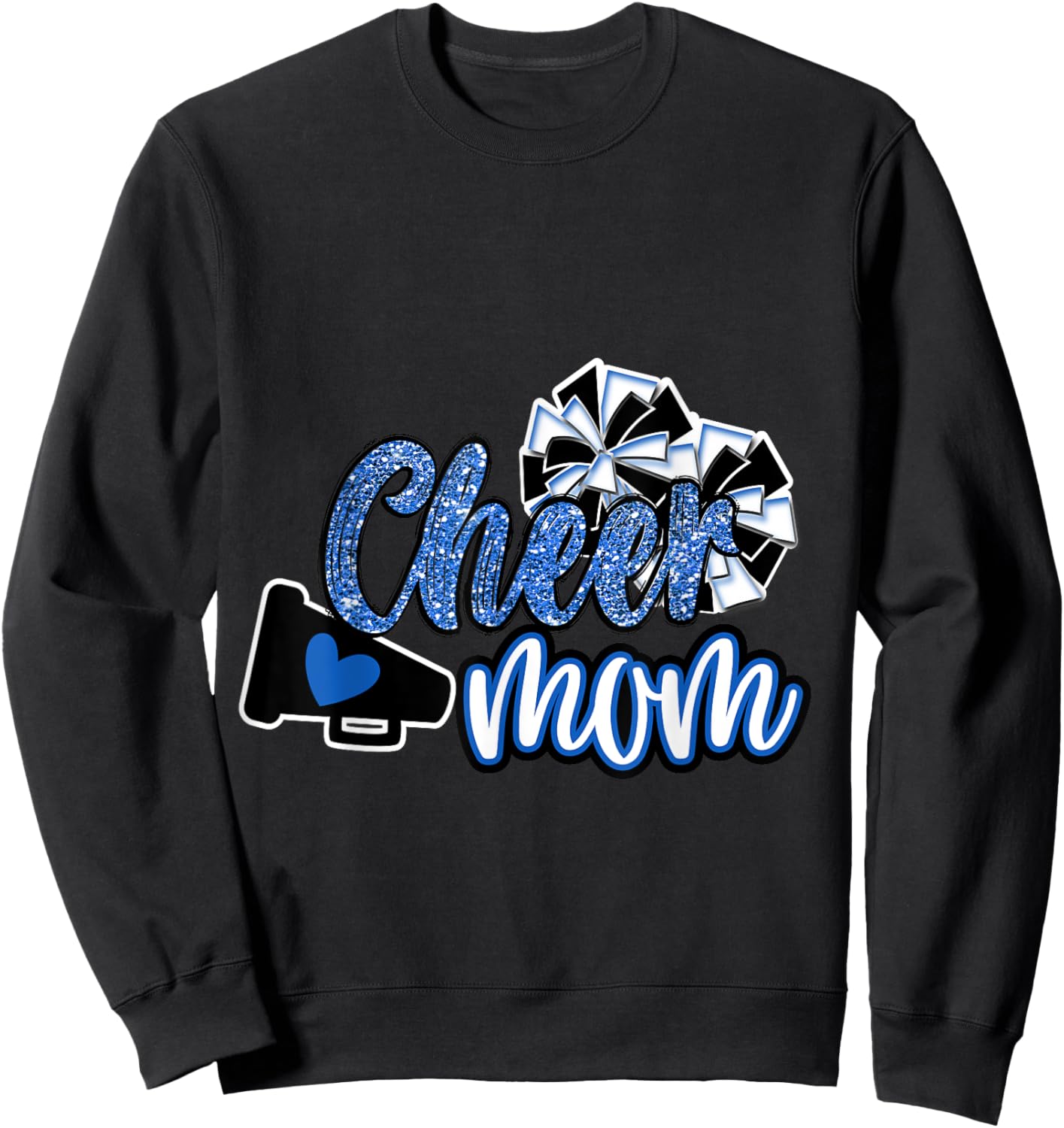 Cheer Mom Shirt, Megaphone Blue Leopard Cheetah Print Sweatshirt - Sweatshirt | Black