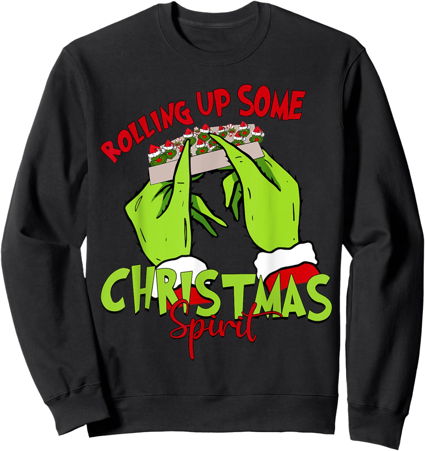 Rolling Up Some Christmas Spirit Xmas Santa Pajamas Holiday Sweatshirt - Sweatshirt | Black