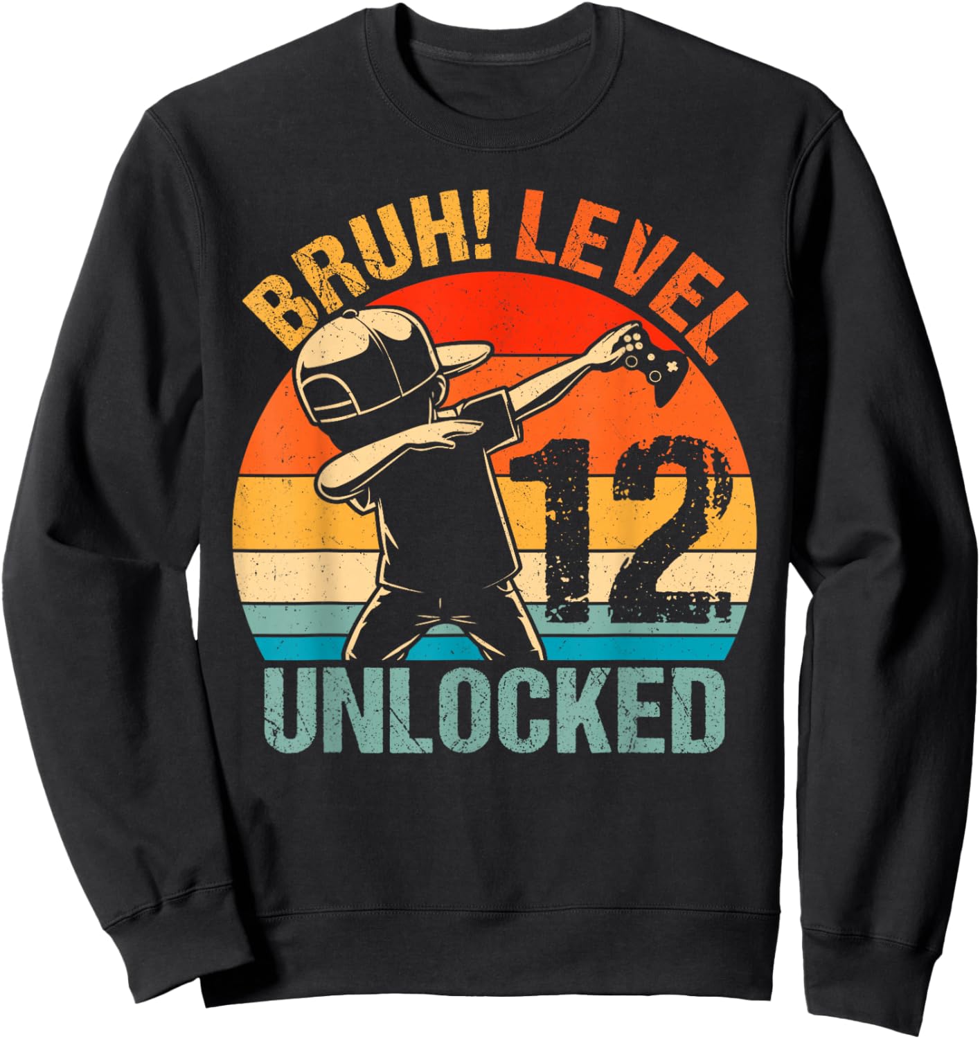 12 Years Old Birthday Dabbing Boy Bruh 12th Level Unlocked Sweatshirt - Sweatshirt | Black