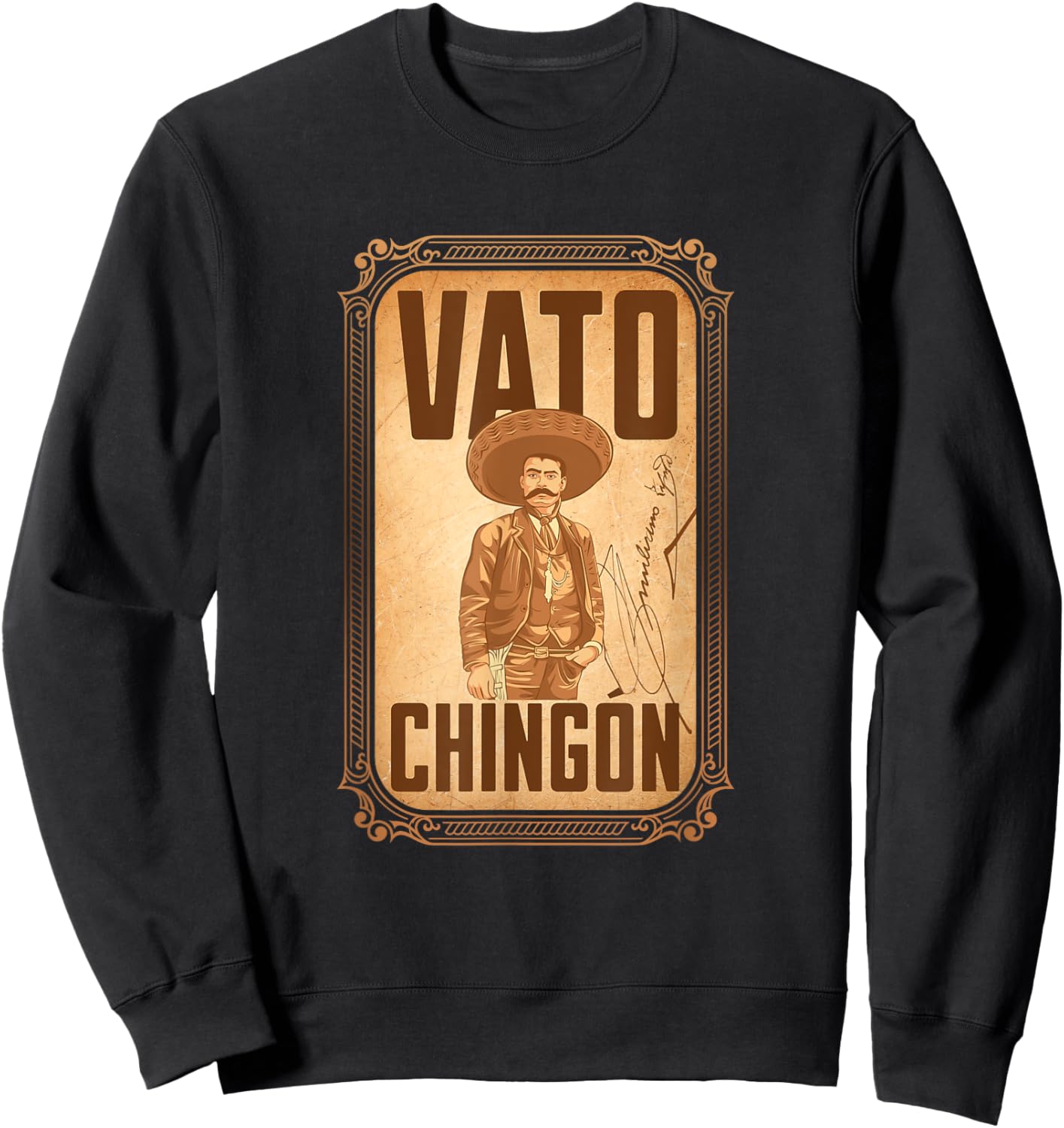 Vato Chingón. Emiliano Zapata portrait Sweatshirt - Sweatshirt | Black
