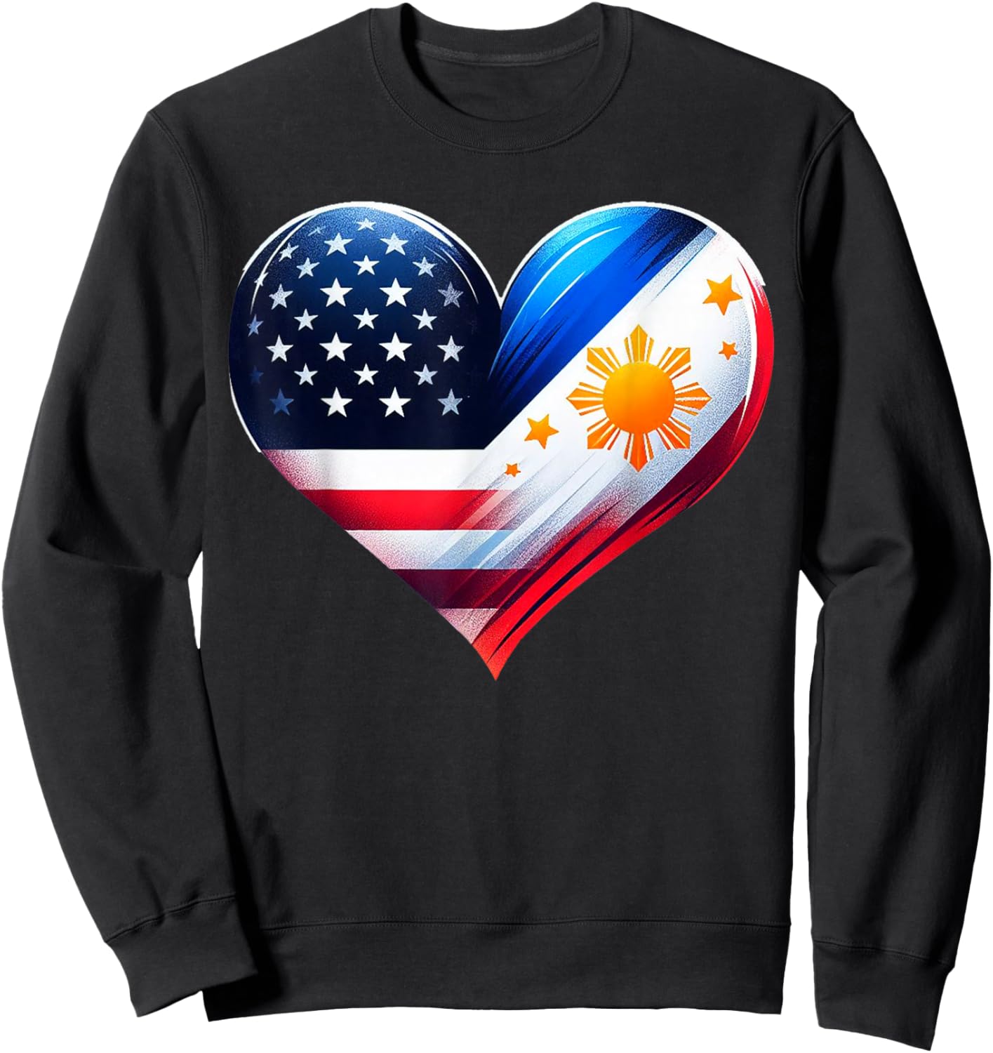 Philippines Flag Proud Filipino Wife Heart Philippines USA Sweatshirt - Sweatshirt | Black
