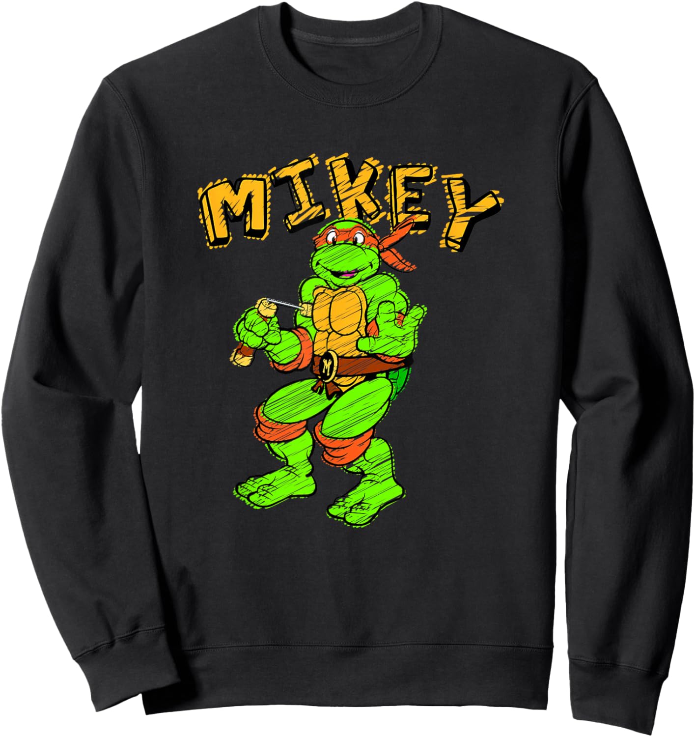 Teenage Mutant Ninja Turtles Michelangelo Draw Mikey Logo Sweatshirt - Sweatshirt | Black