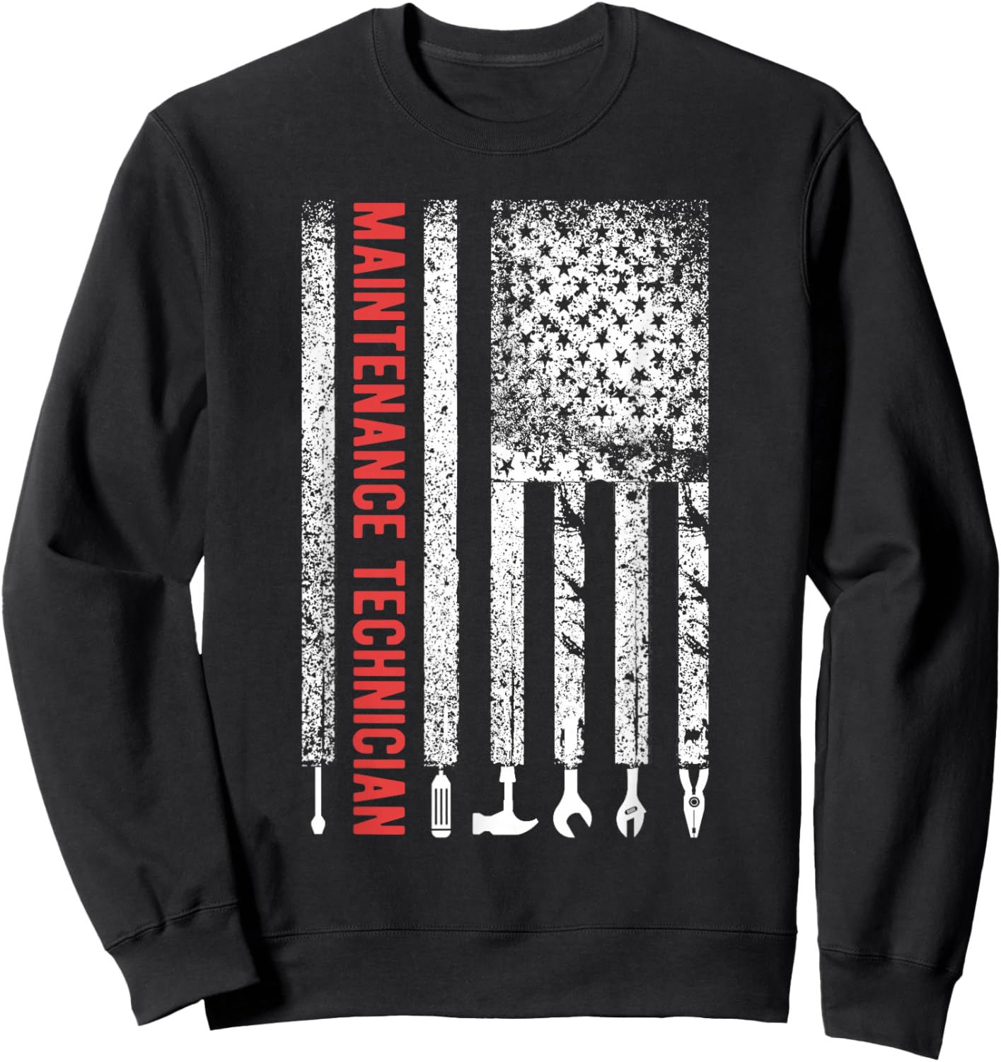 Maintenance Technician American Flag Maintenance Tech Sweatshirt - Sweatshirt | Black