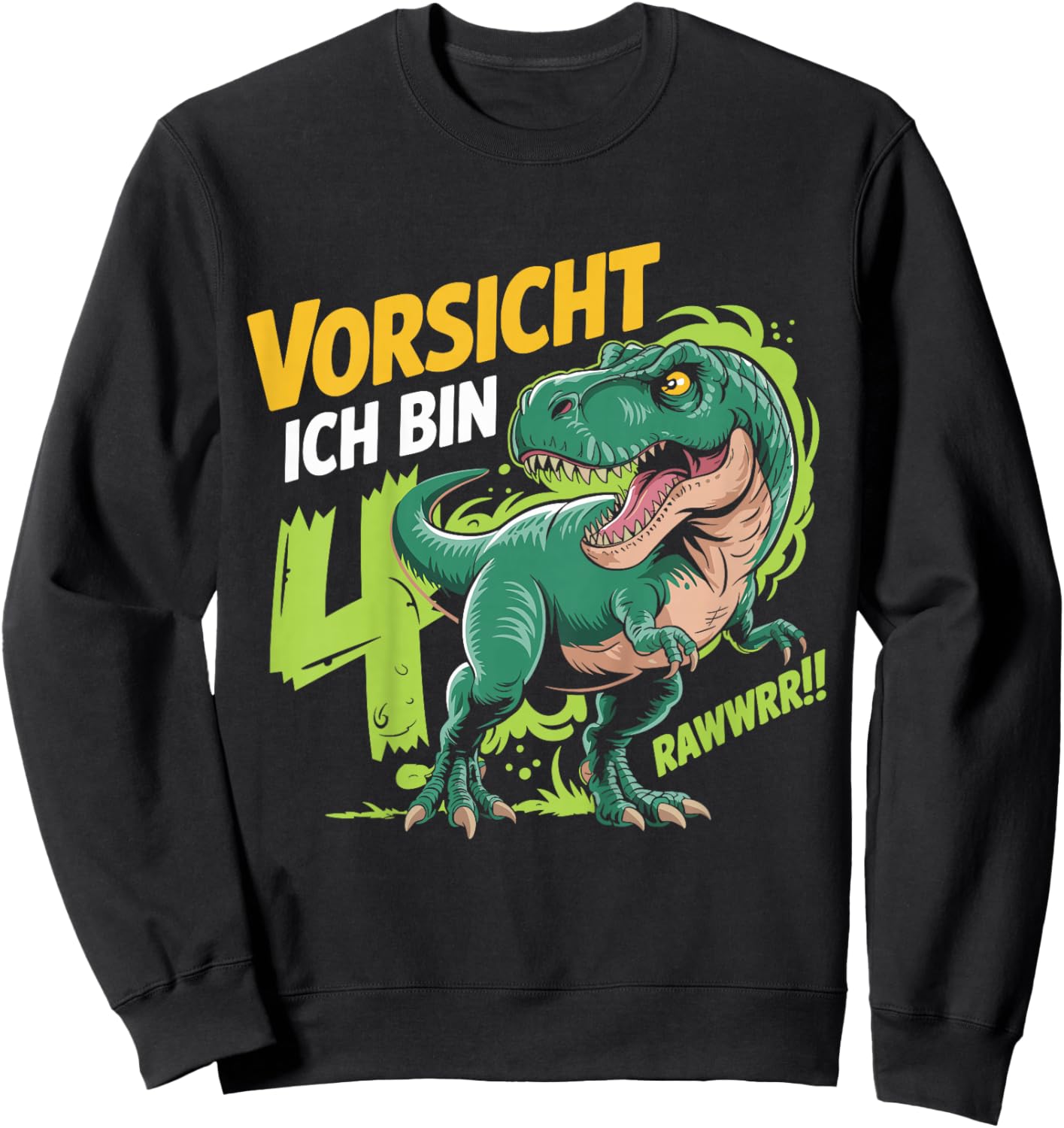 Kinder Dinosaurier 4 Geburtstag Deko ich bin 4 Dino Jungen 4 Jahre Sweatshirt - Sweatshirt | Black