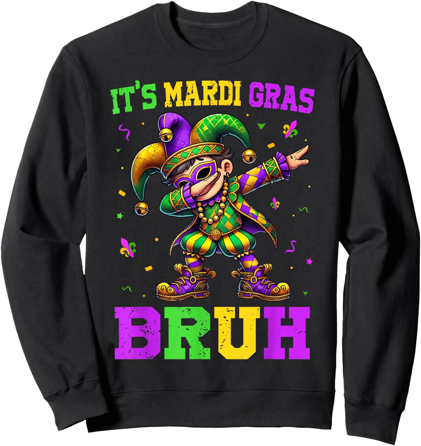 It's Mardi Gras Bruh Dabbing Boy Kids New Orleans Trip Men Sweatshirt - Sweatshirt | Black