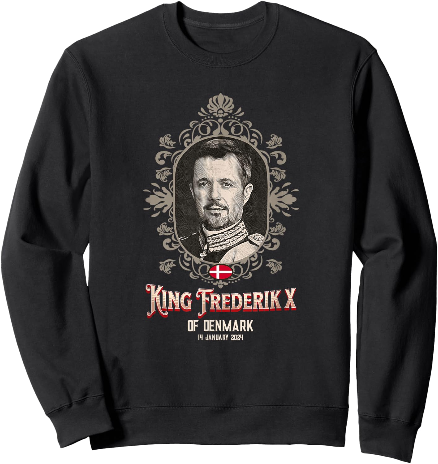 Denmark's King Frederik X Proclamation Souvenir Sweatshirt - Sweatshirt | Black