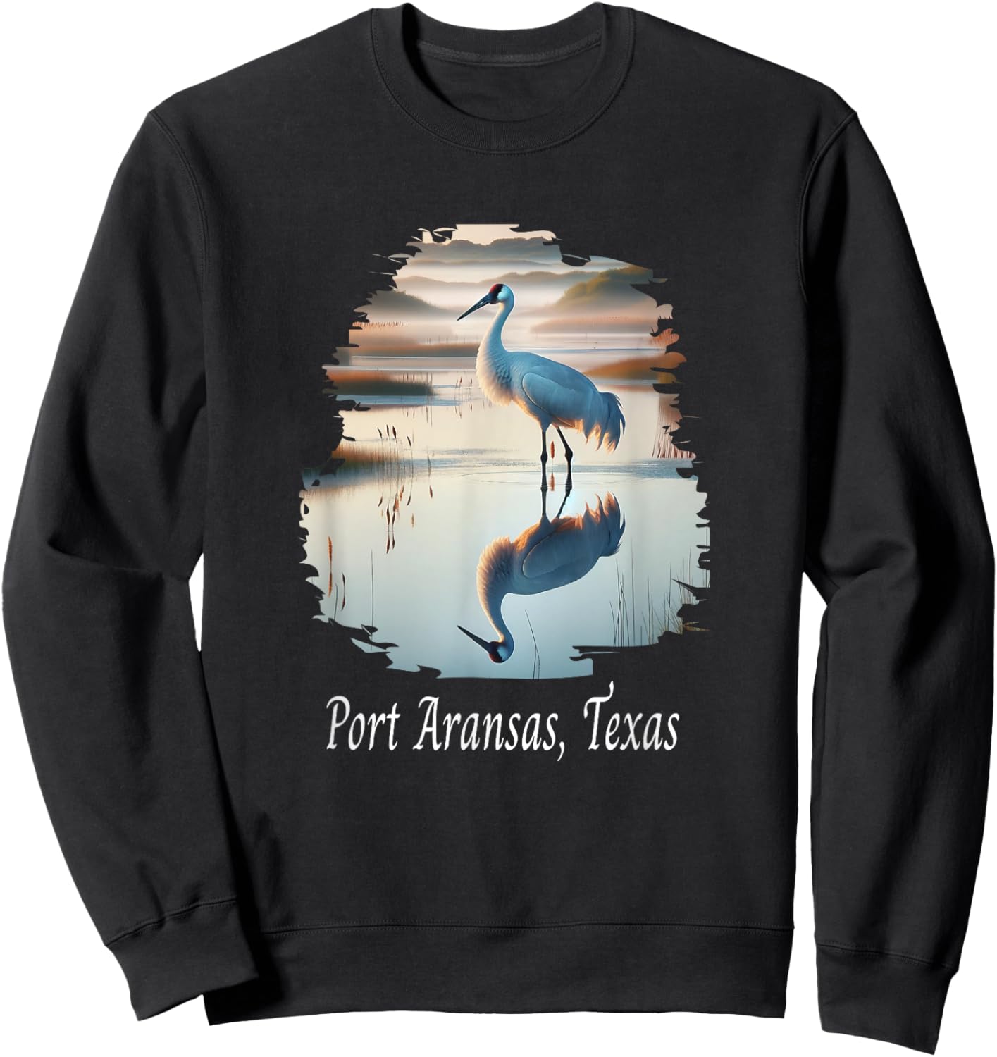 Whooping Crane Season: Port Aransas Texas Birding Enthusiast Sweatshirt - Sweatshirt | Black