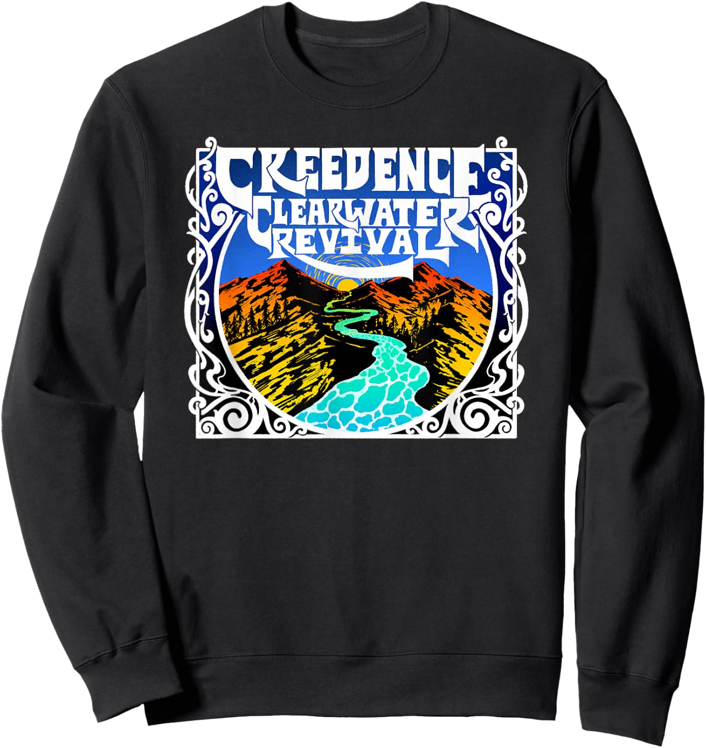 Creedence Clearwater Revival Adults Kids Blue Short Sleeve Cotton Polyester Blend Classic Fit Small Sweatshirt - Sweatshirt | Black