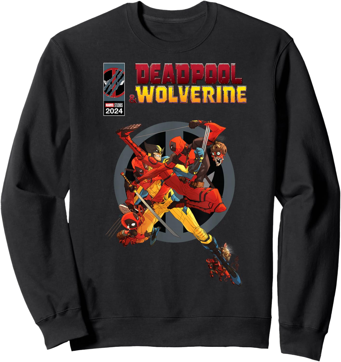 Marvel Deadpool & Wolverine Deadpool Corps Comic Cover Brawl Sweatshirt - Sweatshirt | Black