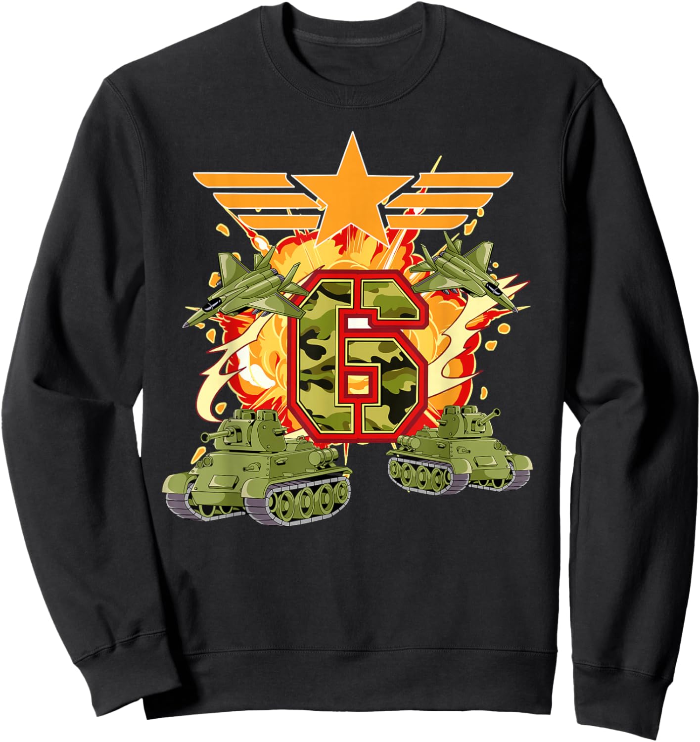 6th Birthday Army Sweatshirt - Sweatshirt | Black