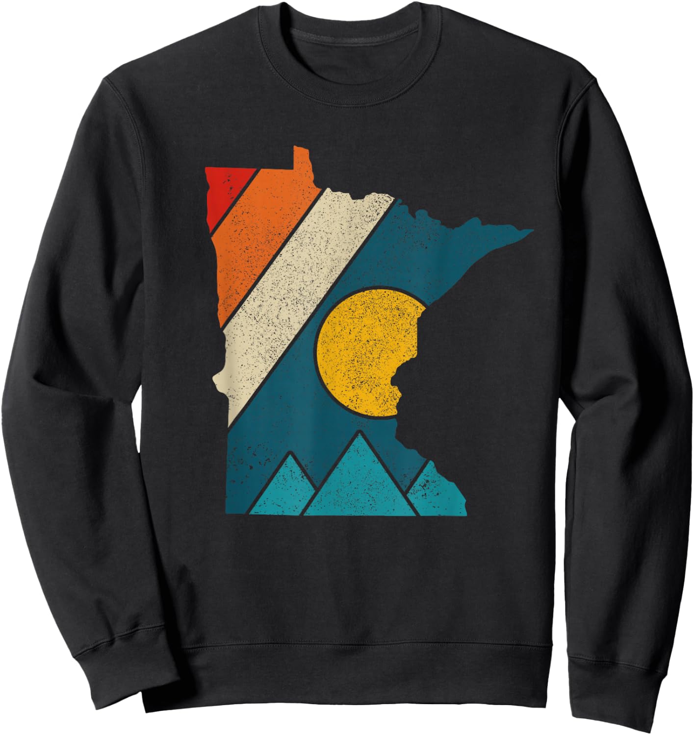 Minnesota Vintage State Map Mountains Hiking Pride Gift Sweatshirt - Sweatshirt | Black