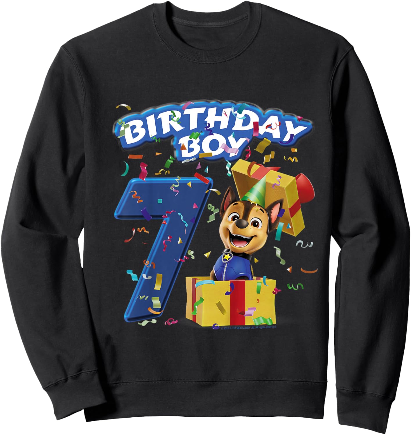 Official Paw Patrol Chase Birthday Boy Age 7 Sweatshirt - Sweatshirt | Black