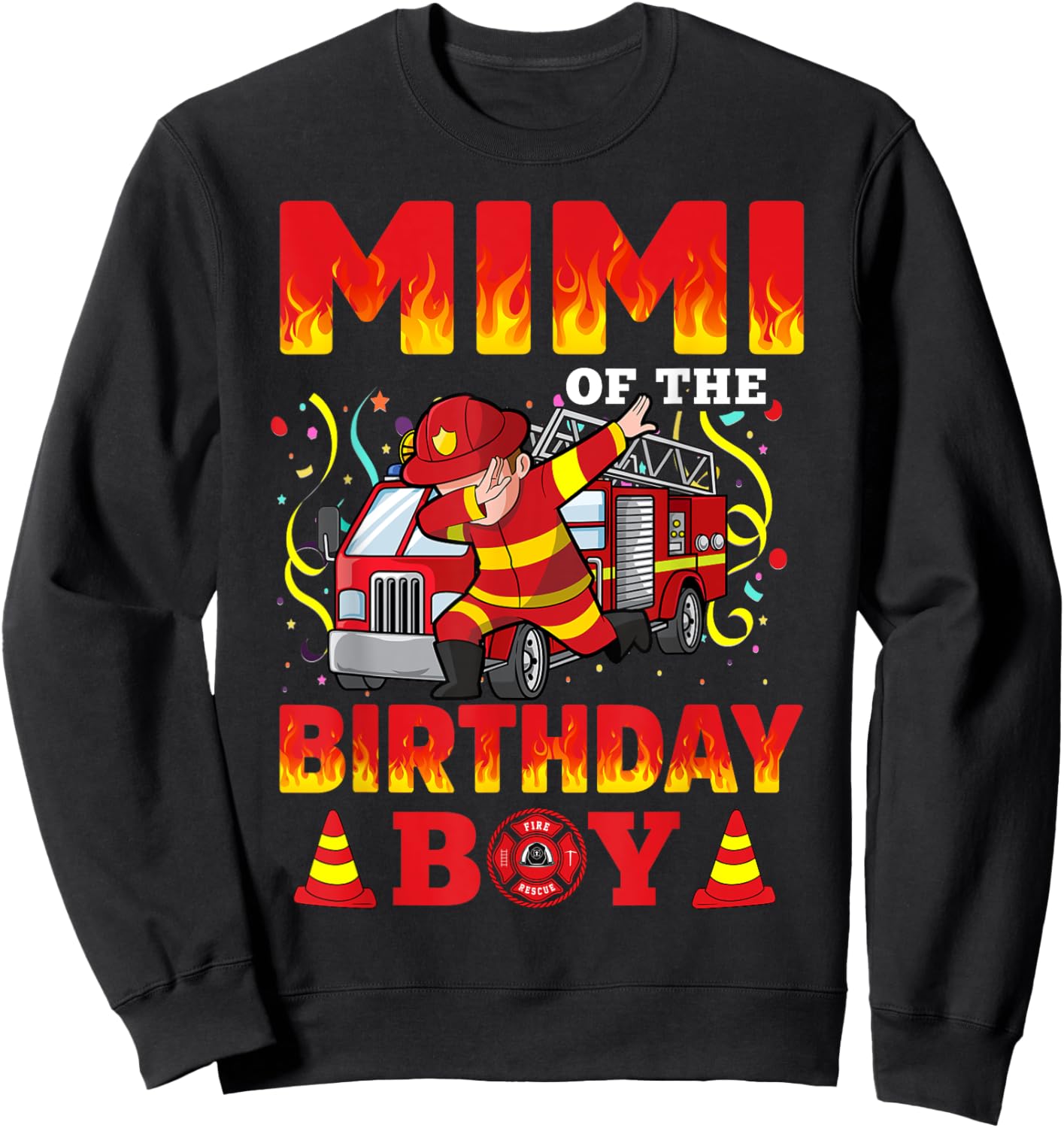 Mimi Of The Birthday Boy Fire Truck Firefighter Boys Sweatshirt - Sweatshirt | Black