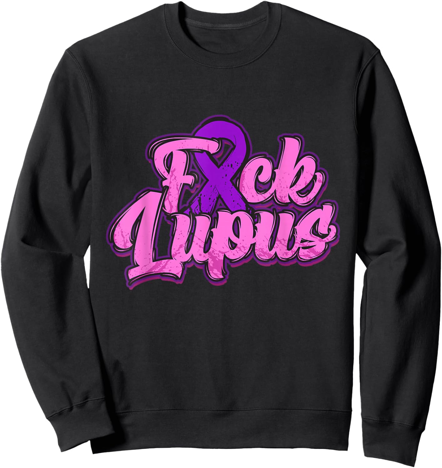 Fuck Lupus Shirt Lupus Awareness Month Purple Ribbon Sweatshirt - Sweatshirt | Black
