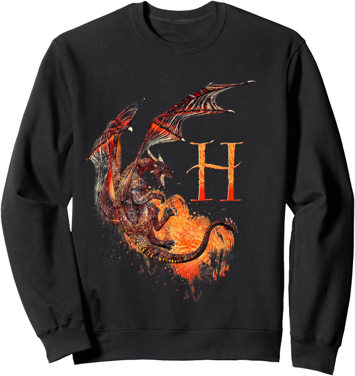 Letter H Dragon monogram Sweatshirt - Sweatshirt | Black
