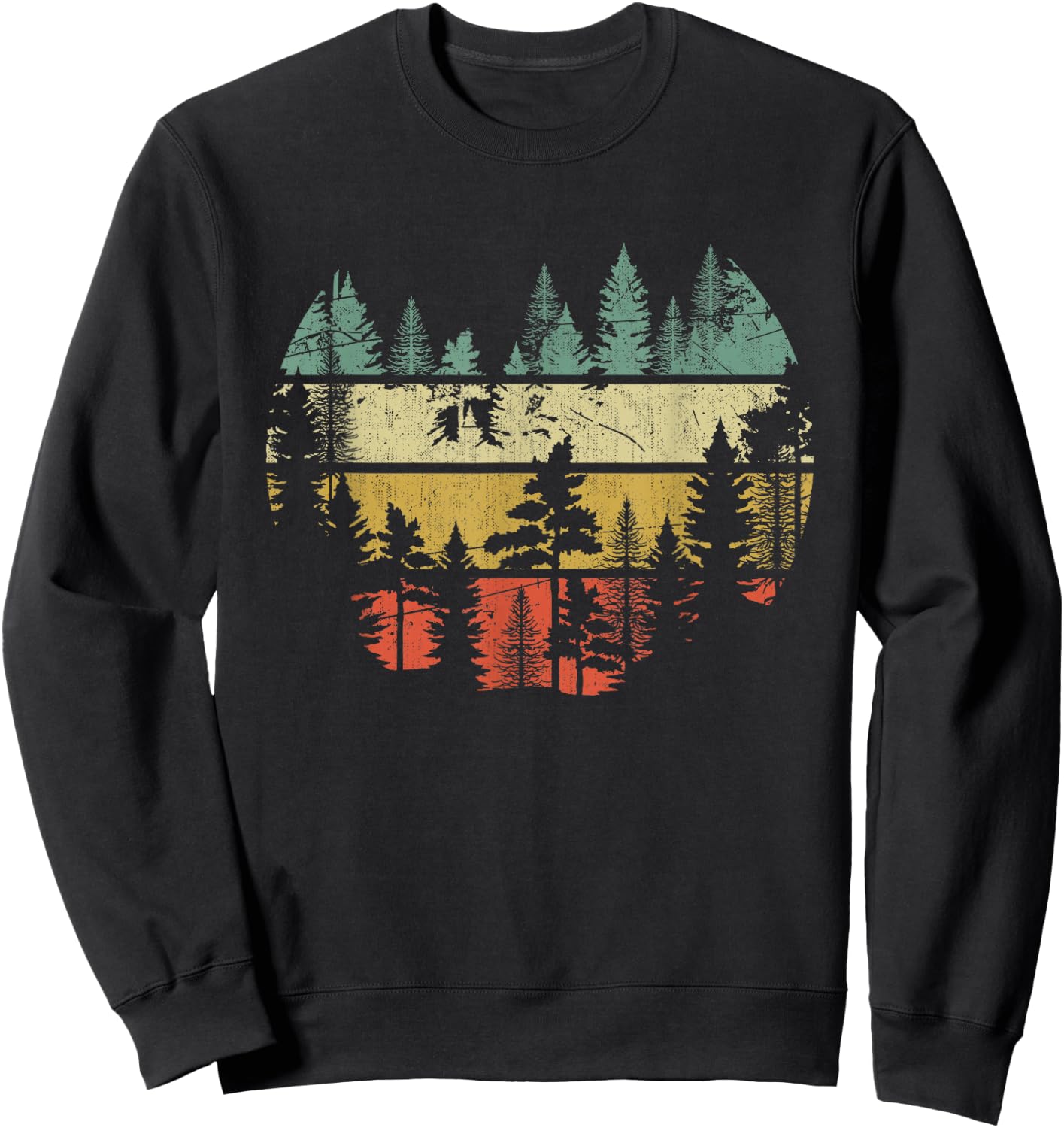 Wildlife Trees Outdoors Nature Retro Forest Sleeveless Sweatshirt - Sweatshirt | Black