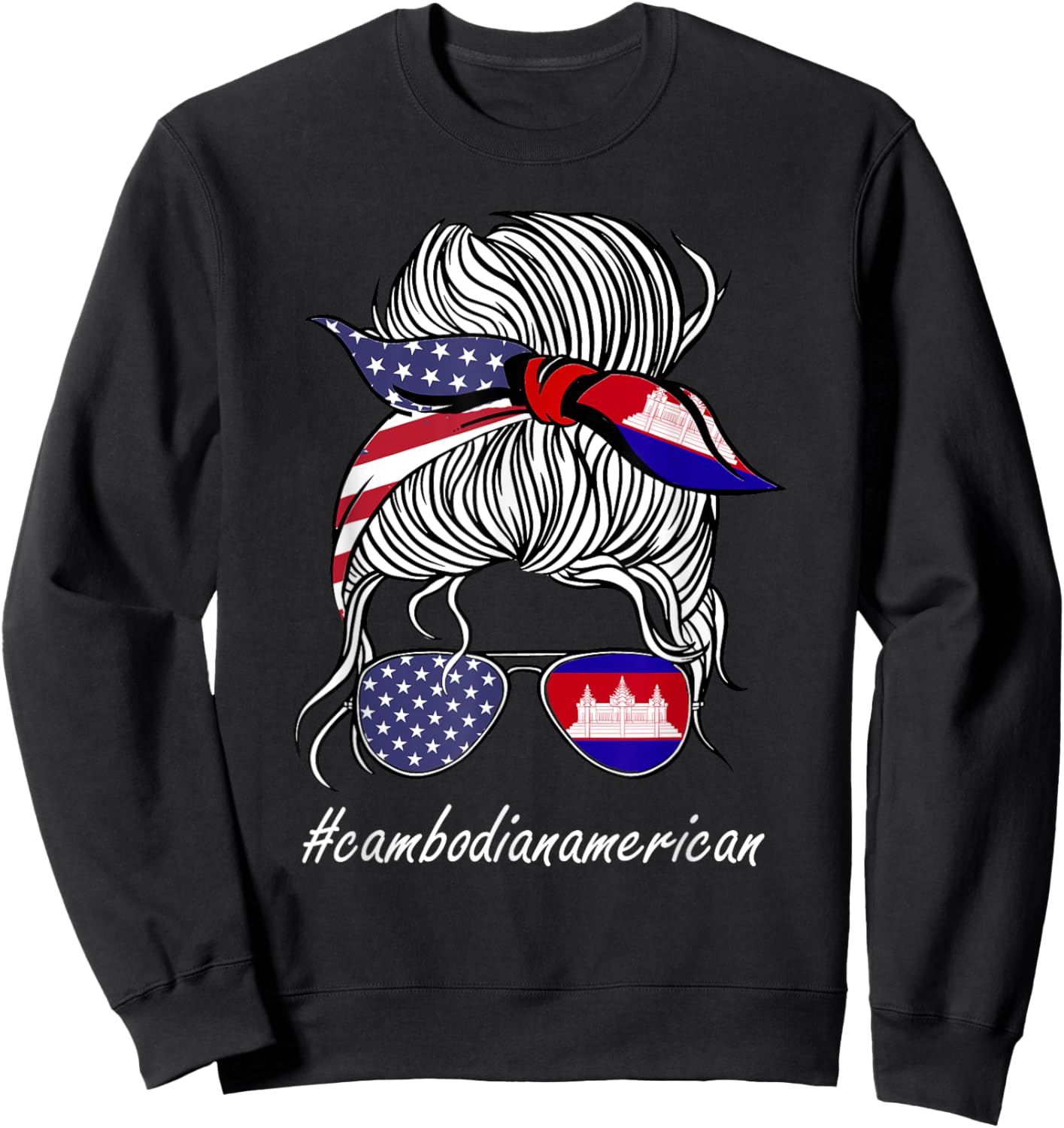 Cambodia Women Heritage American Grown Girl Bulgaria Flag Sweatshirt - Sweatshirt | Black