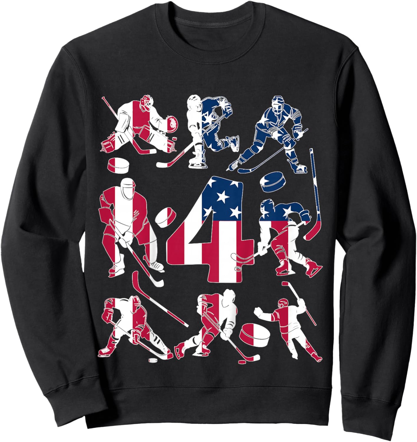 Number 4 Years Ice Hockey 4th Birthday Sweatshirt - Sweatshirt | Black